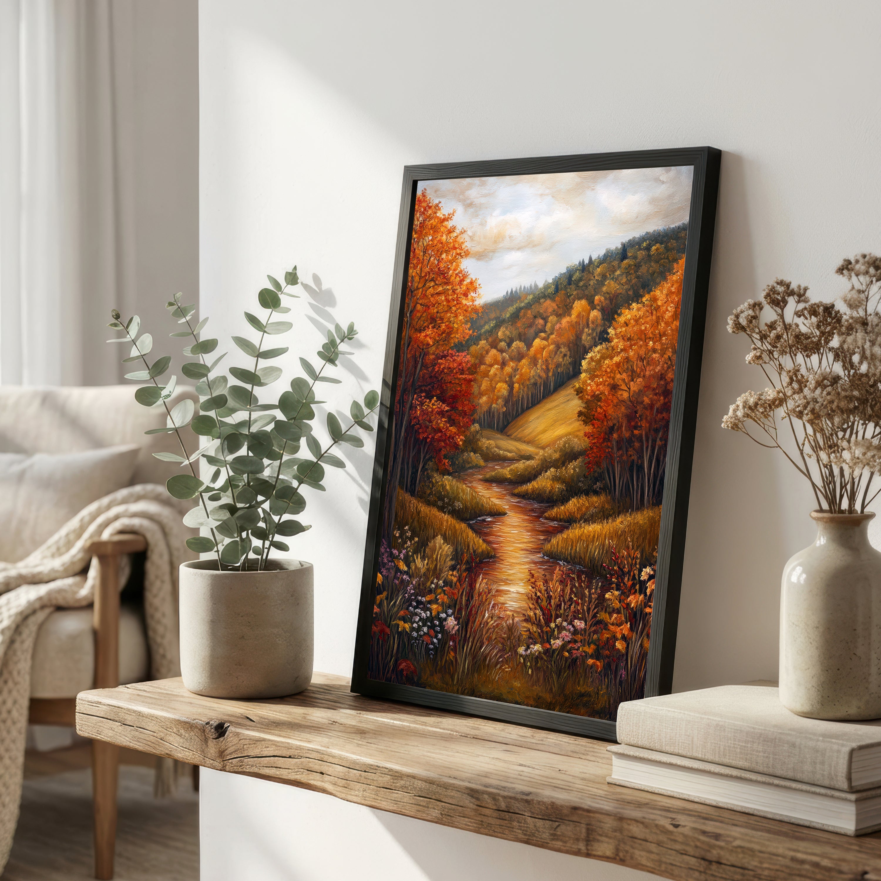 Autumn Woodland Stream Art Print