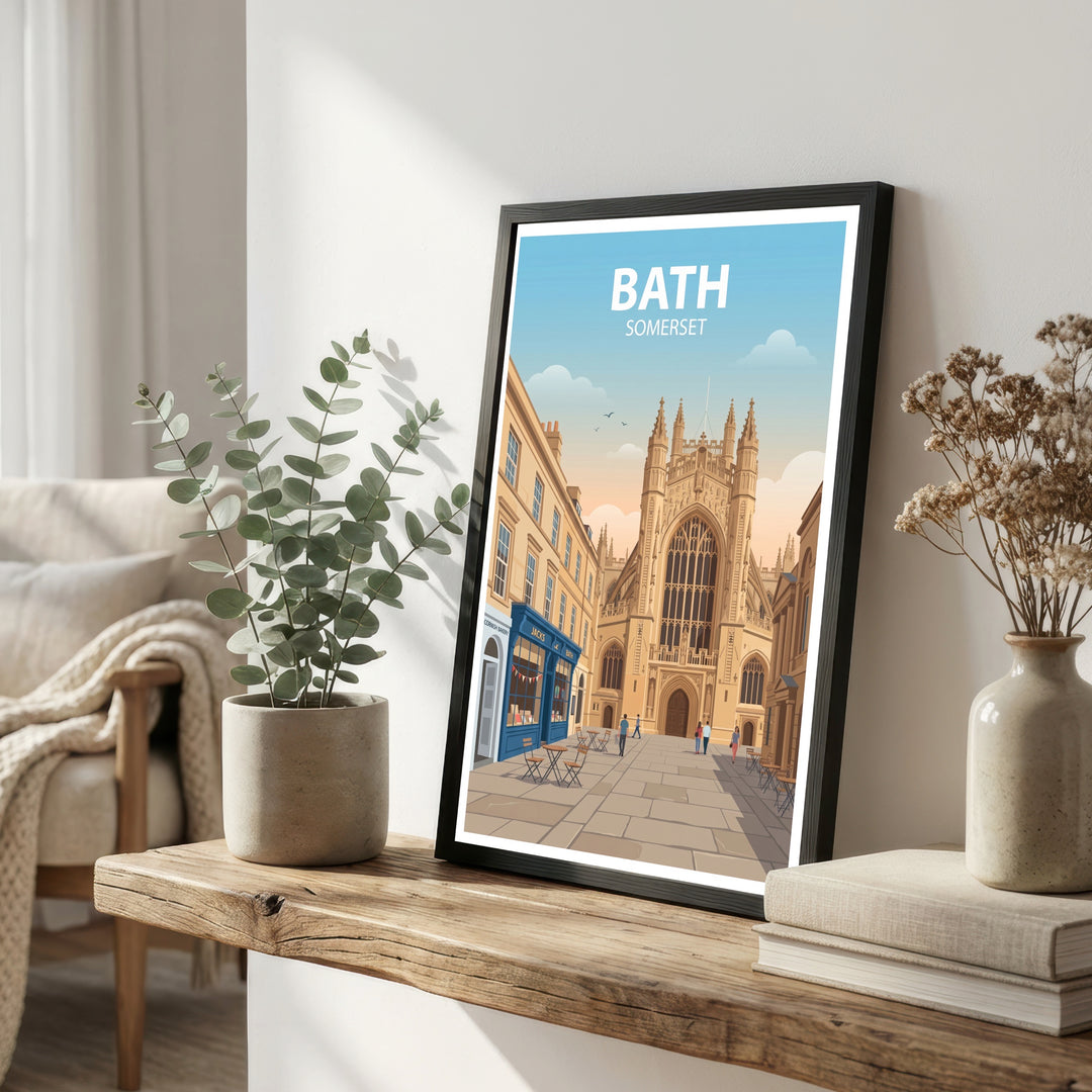 Bath Somerset Travel Poster Print: Georgian Architecture, Historic Cityscape Wall Art