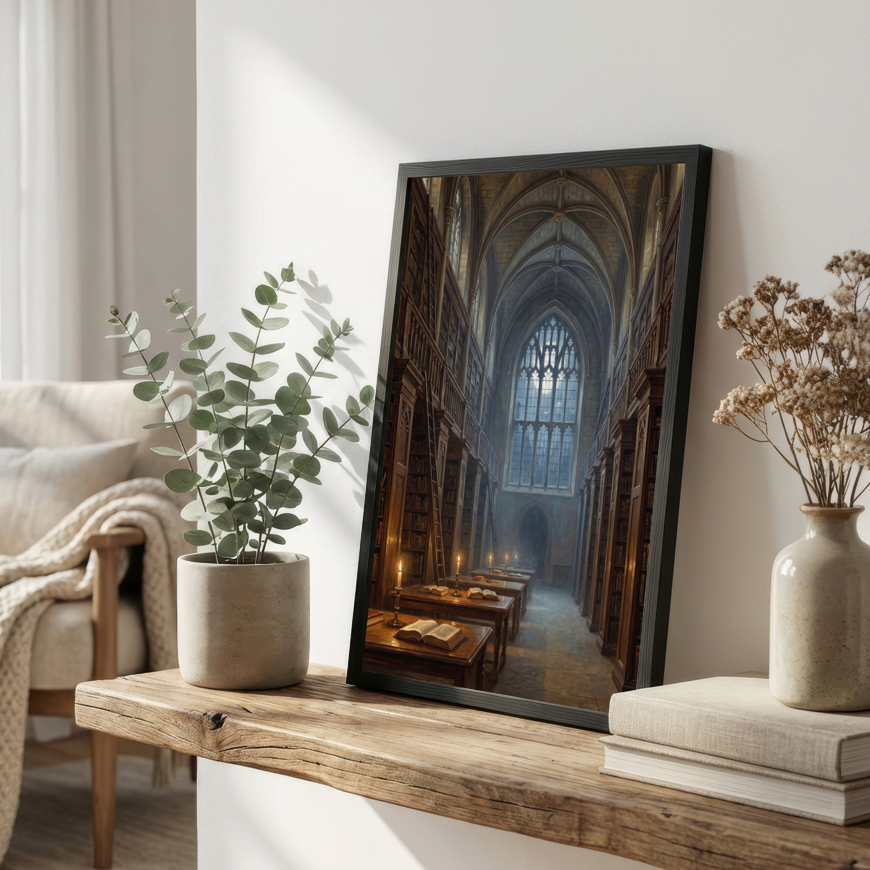 Gothic Library Dark Academia Art Print