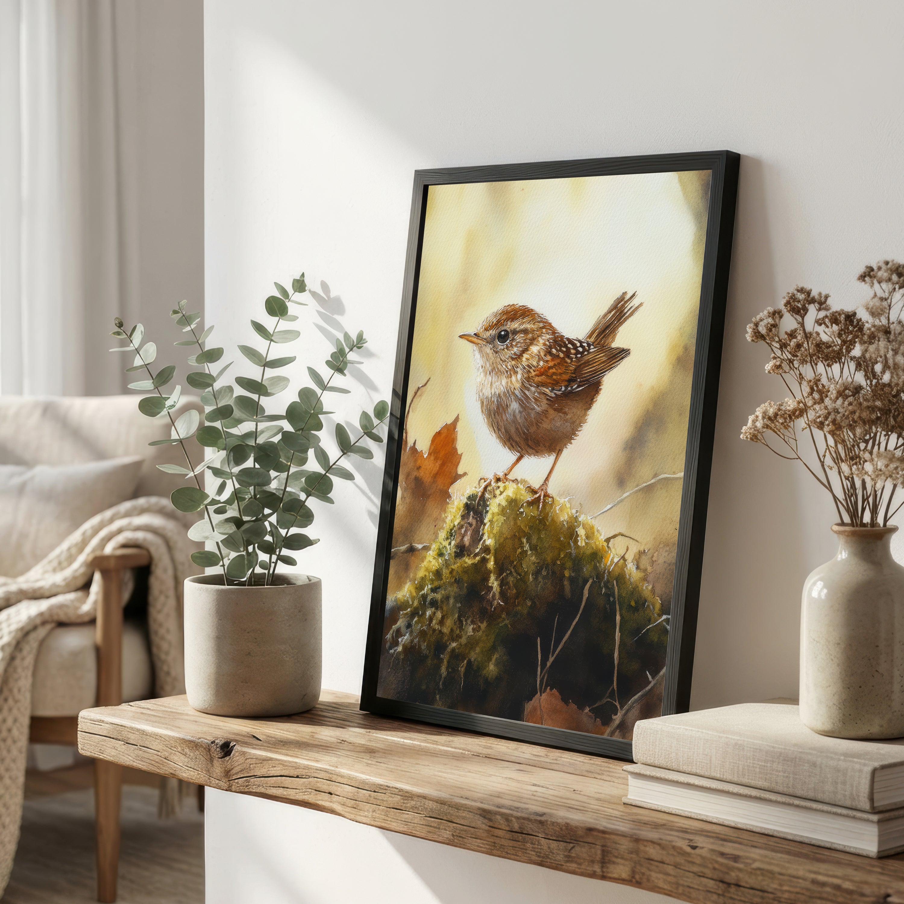 Brown Wren Watercolour Art Print