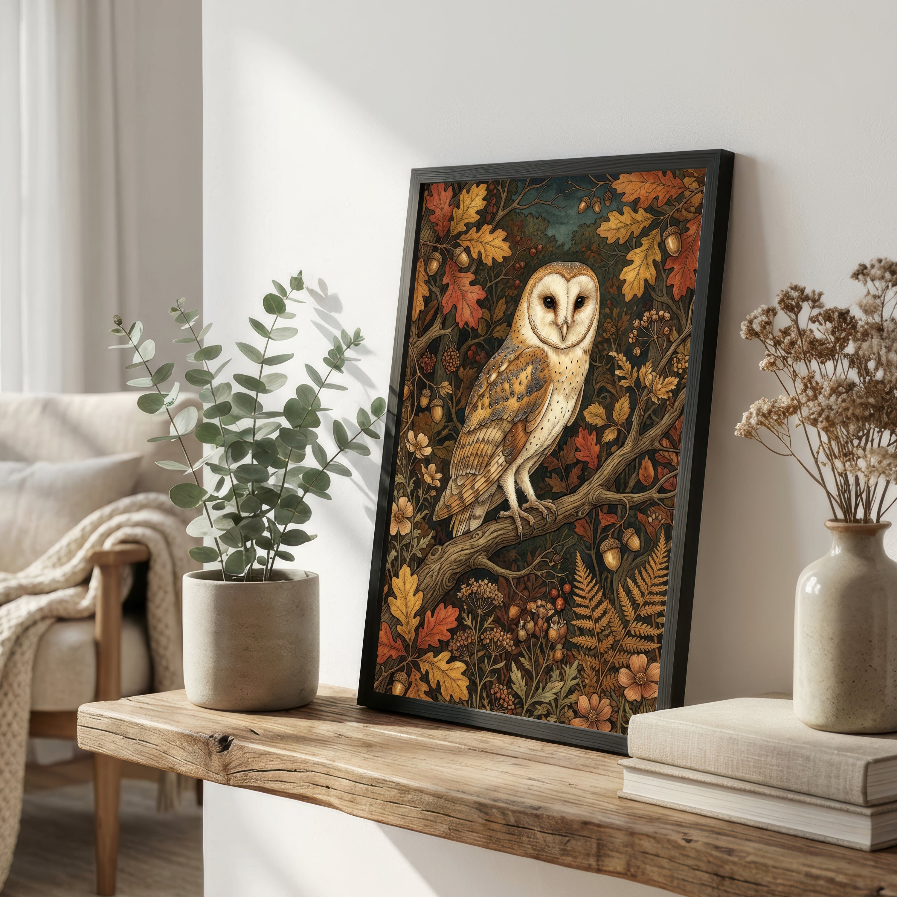 Barn Owl Autumn Woodland Art Print