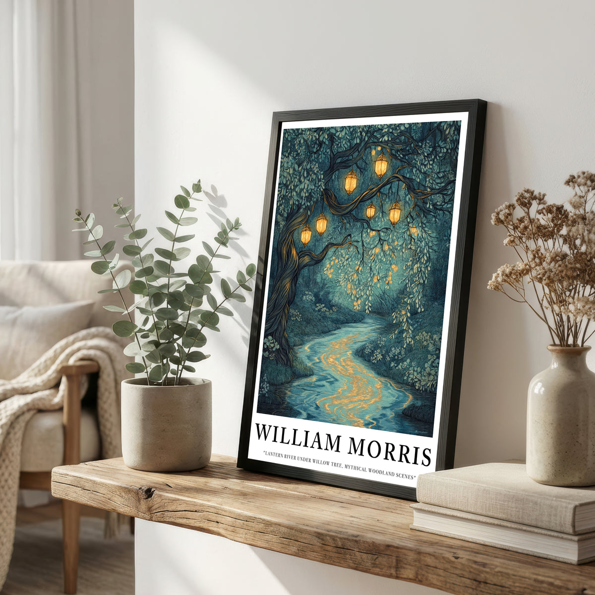 Lantern River Willow Tree Art Print