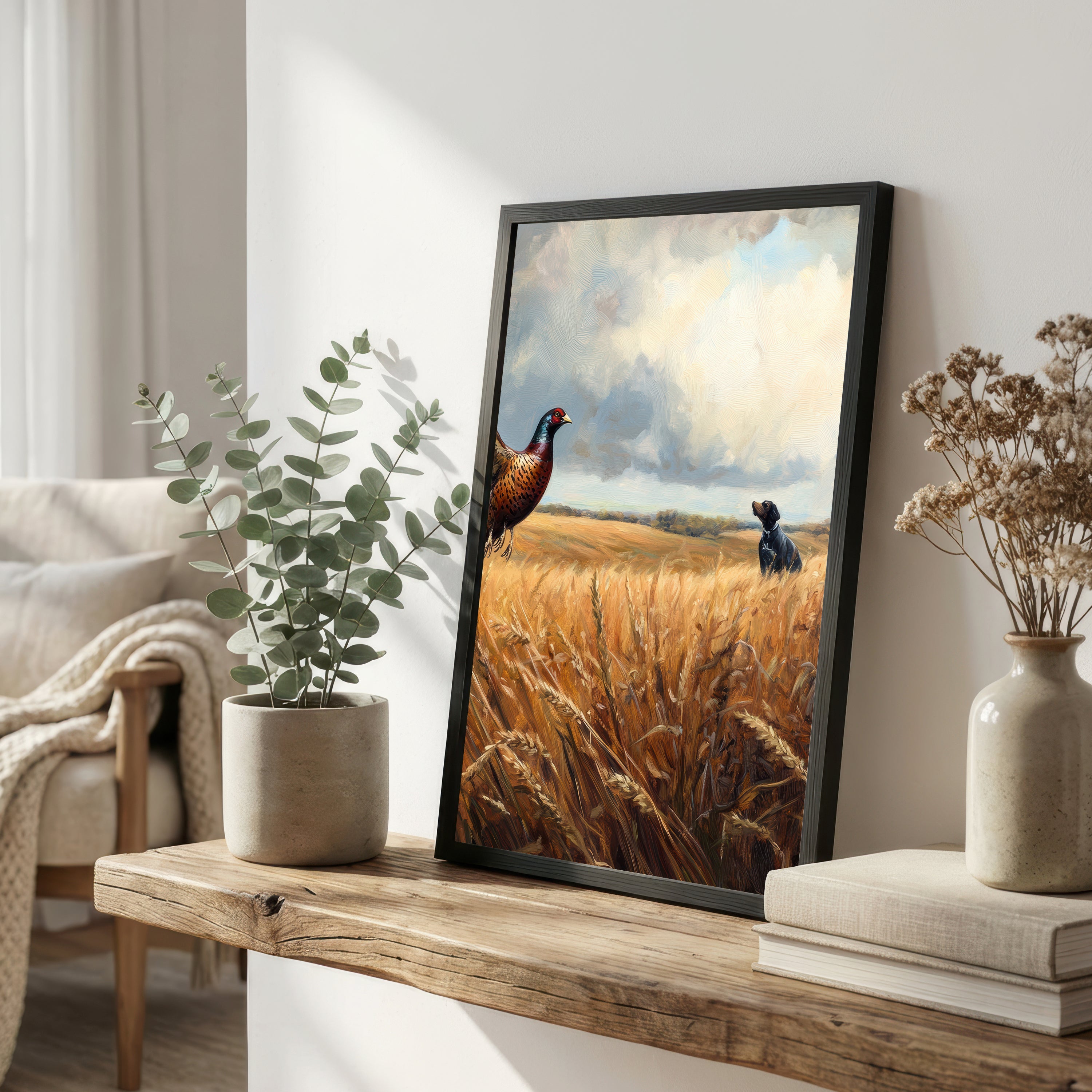 Flying Pheasant Countryside Art Print