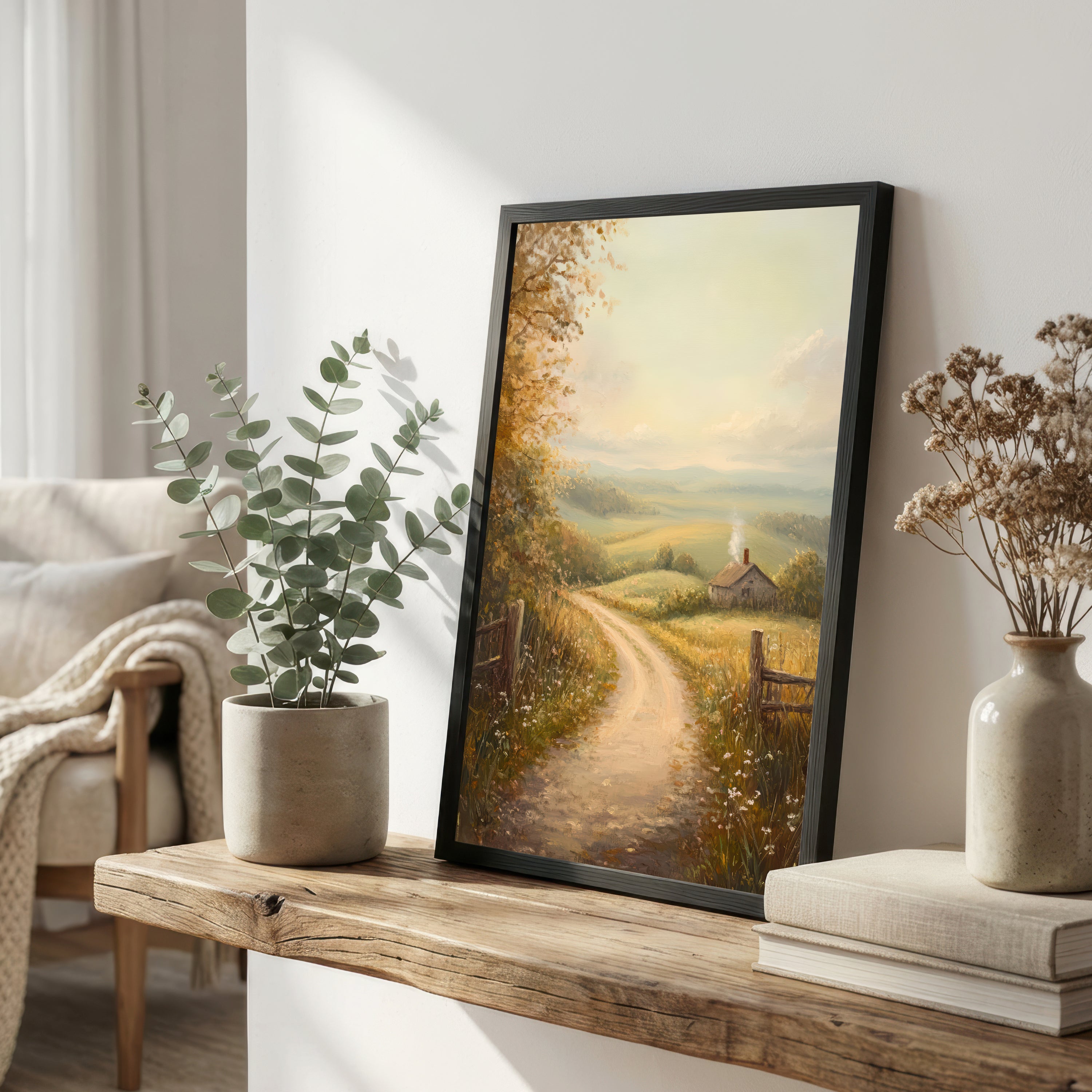 Rustic Cottage Landscape Art Print