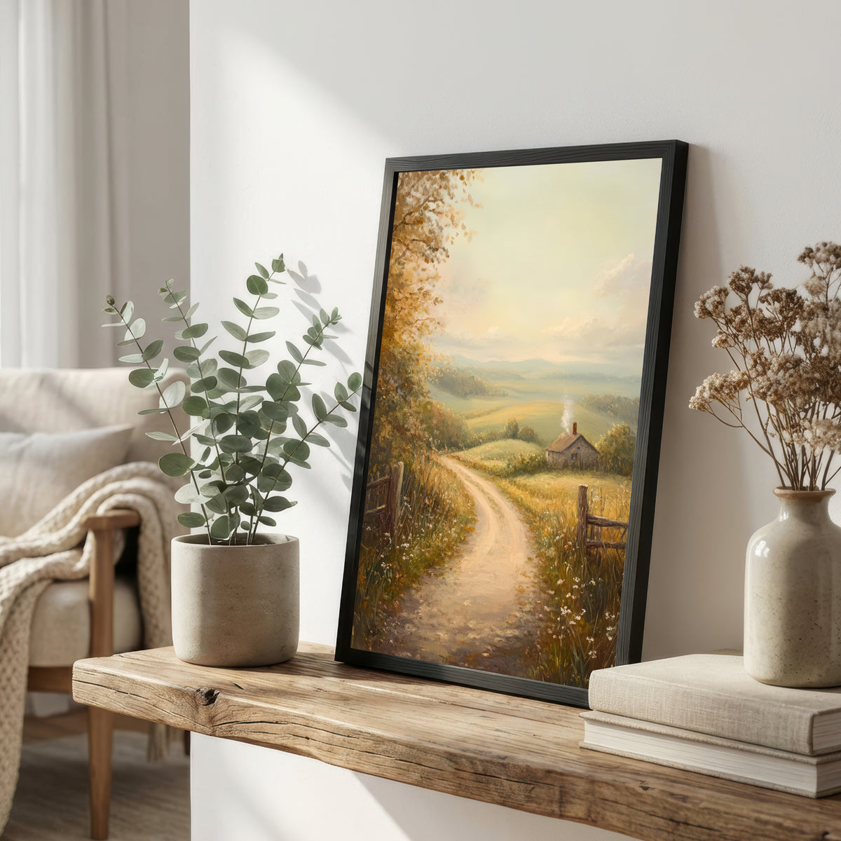 Rustic Cottage Landscape Art Print
