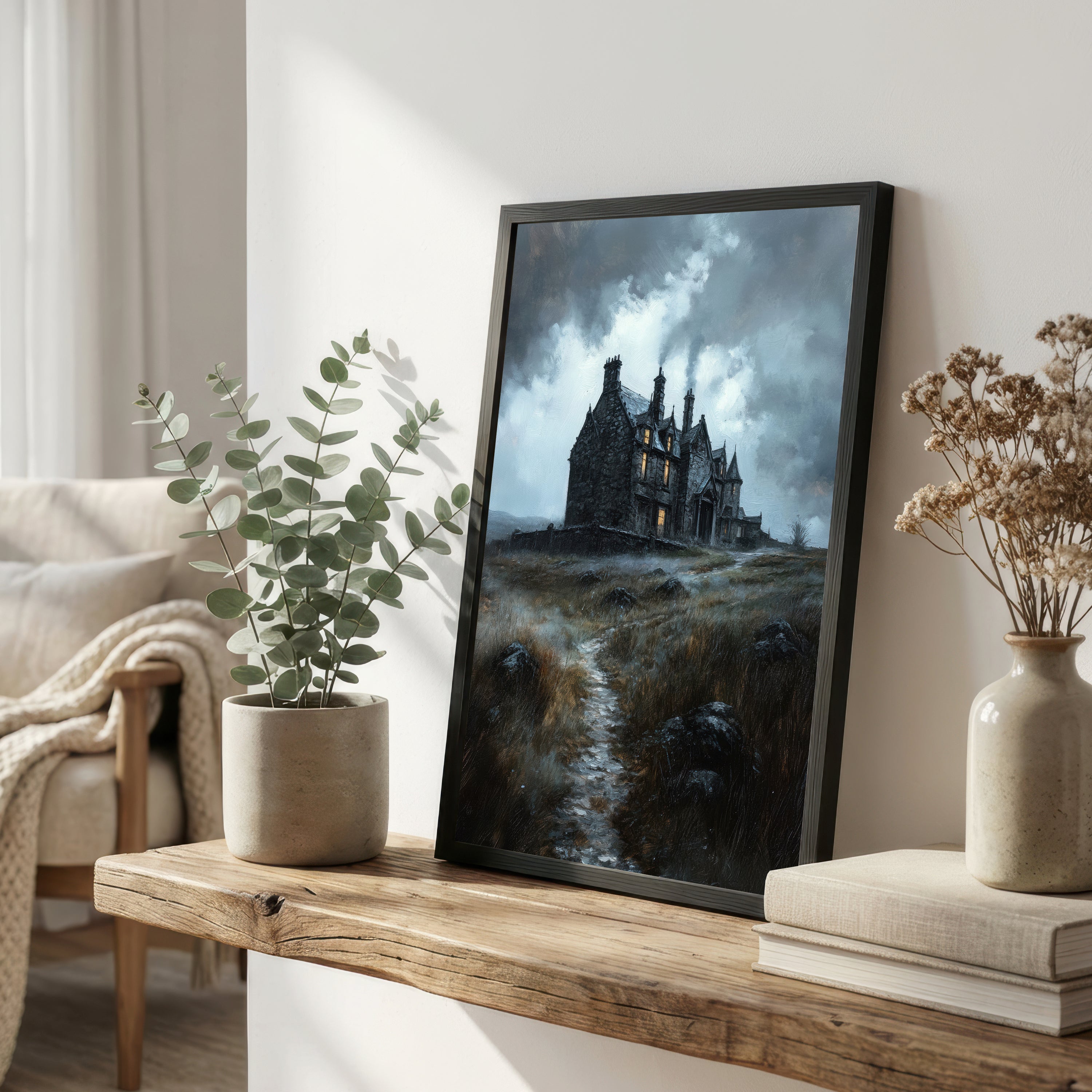 Gothic Manor Dark Landscape Art Print