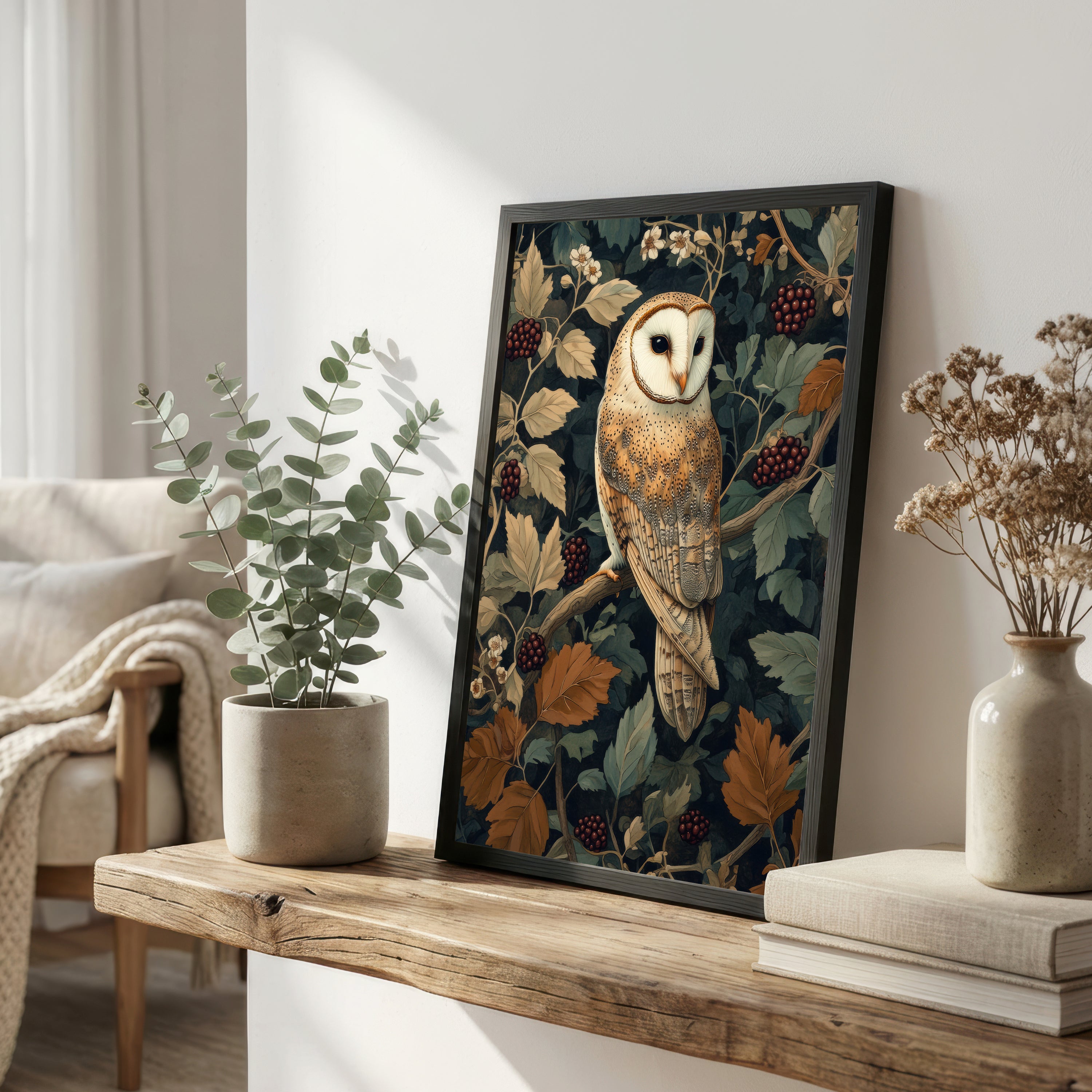 Barn Owl Botanical Art Print