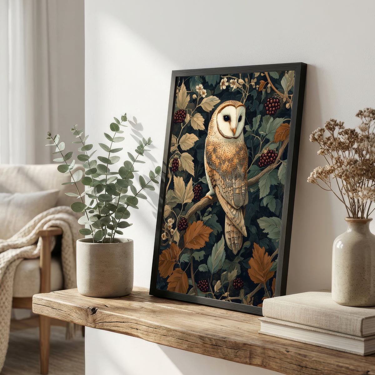 Barn Owl Botanical Art Print