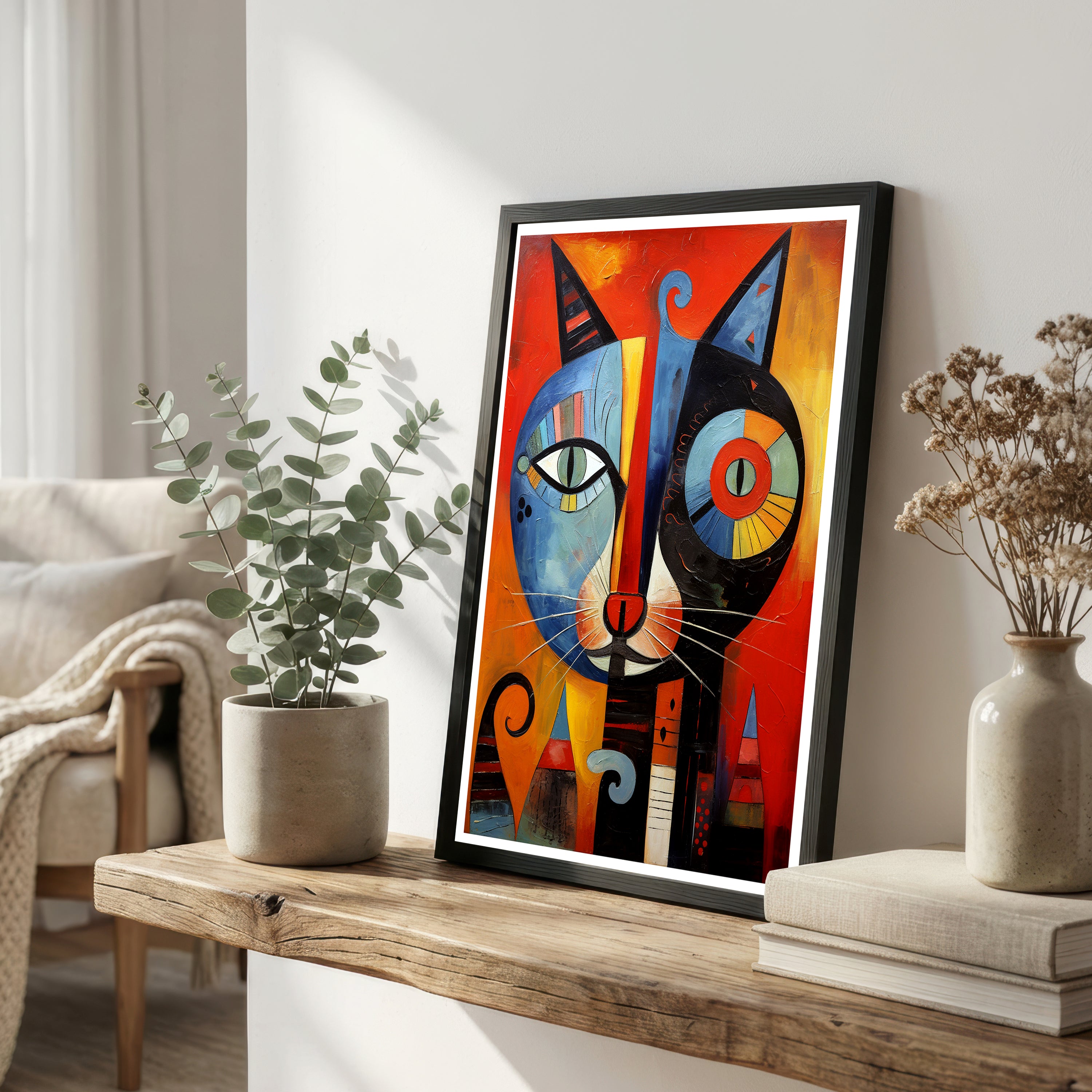 Abstract Two Cat Art Print