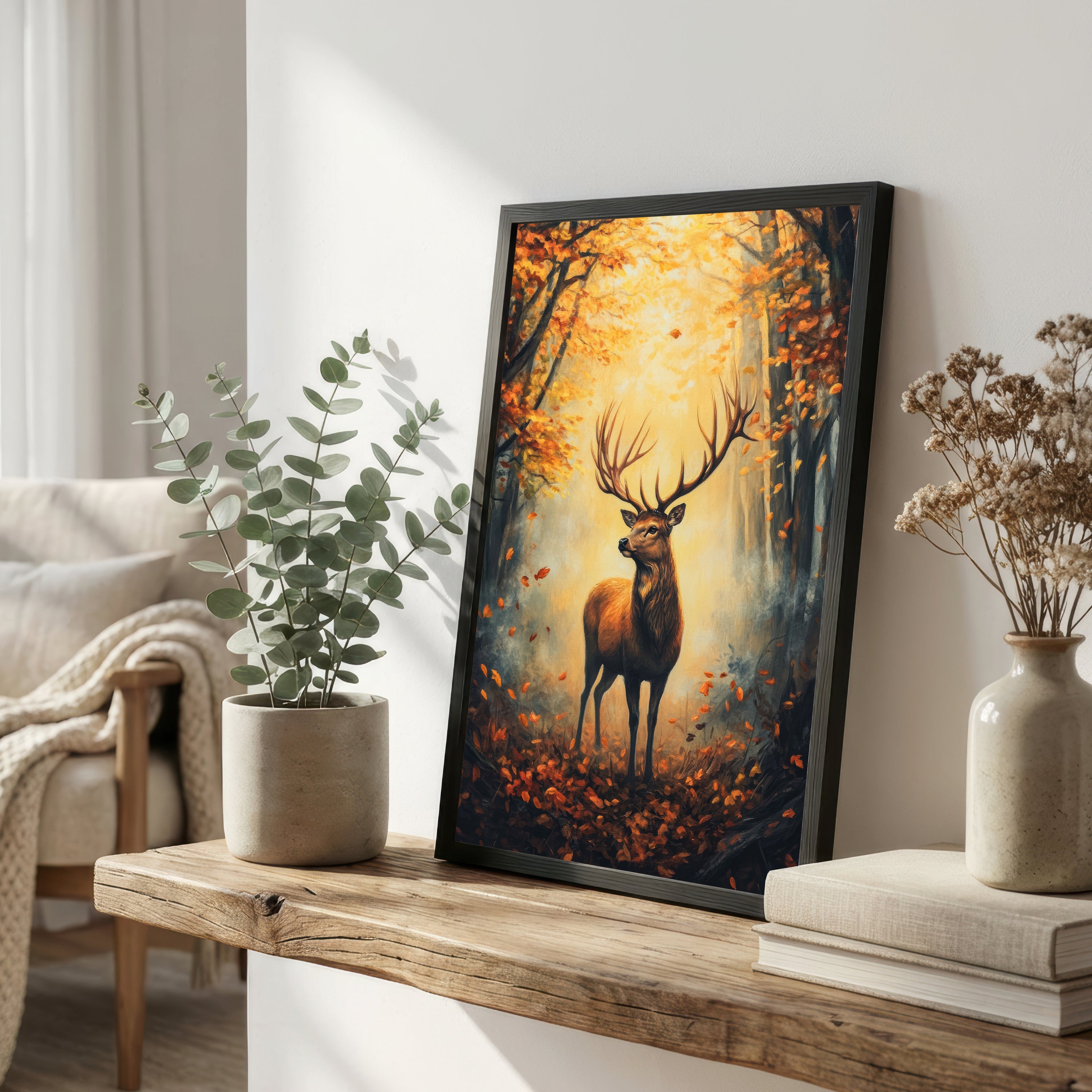 Stag in Autumn Forest Art Print