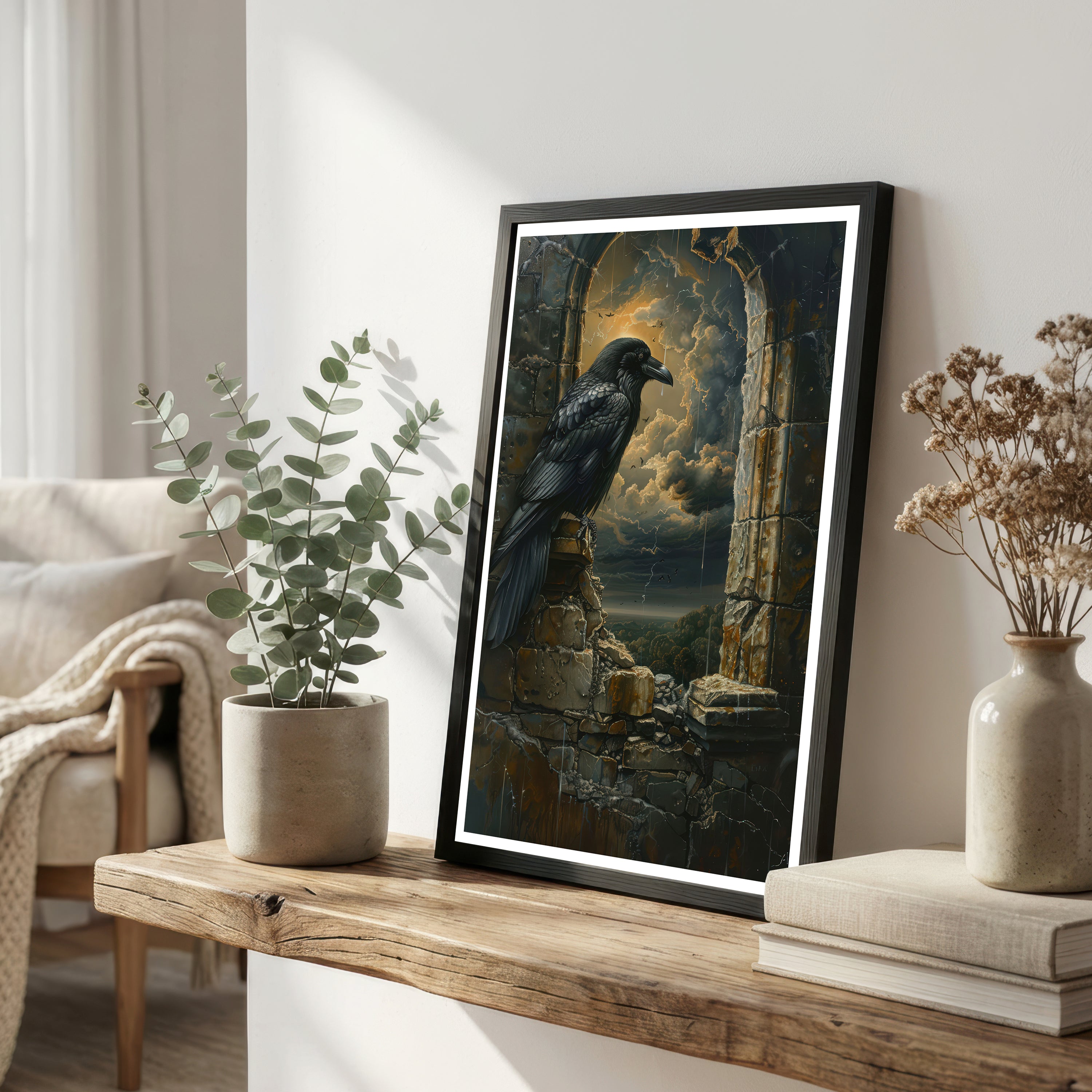 Gothic Raven Ruins Art Print