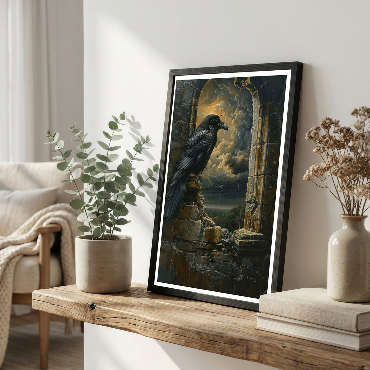 Gothic Raven Ruins Art Print
