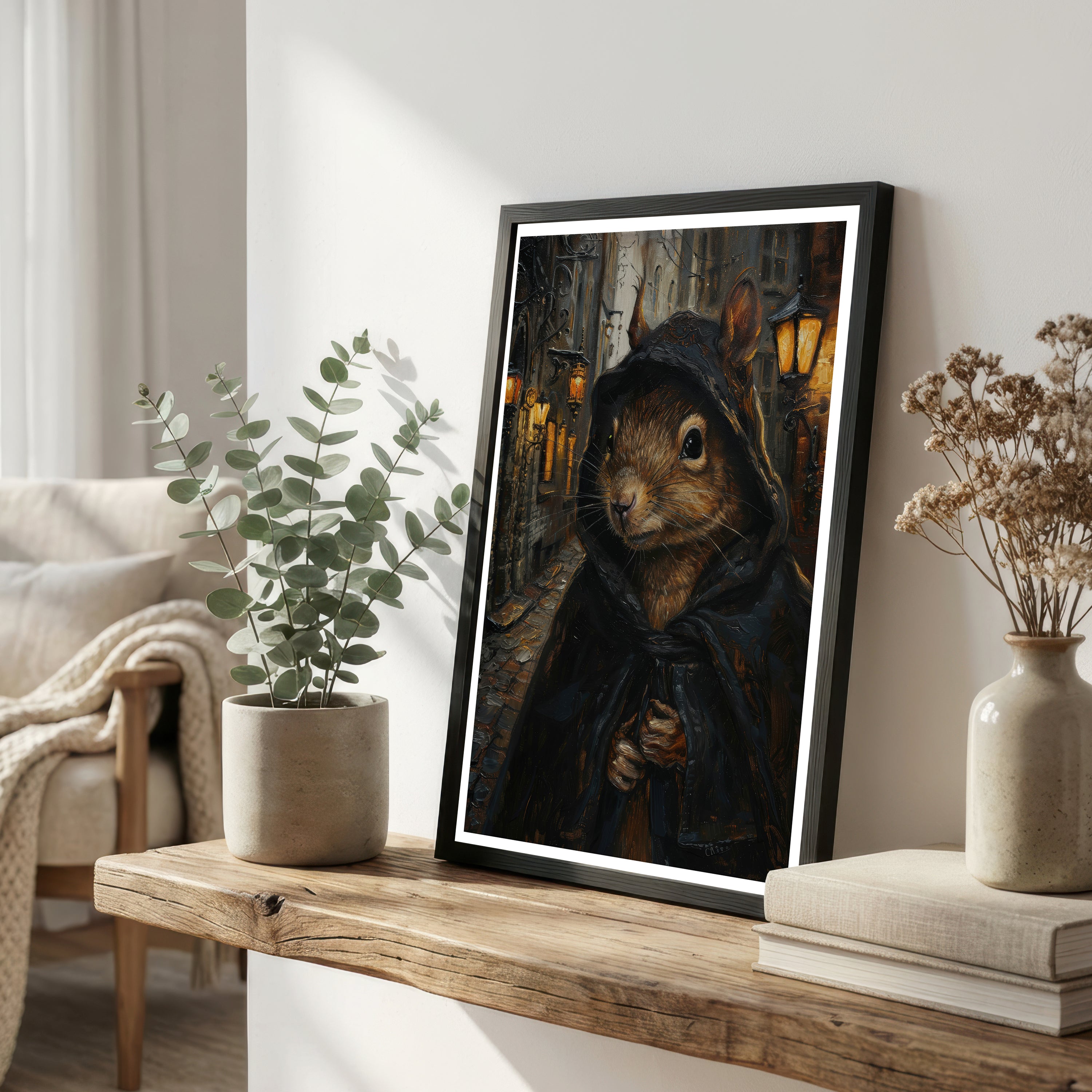 Gothic Hooded Rat Art Print