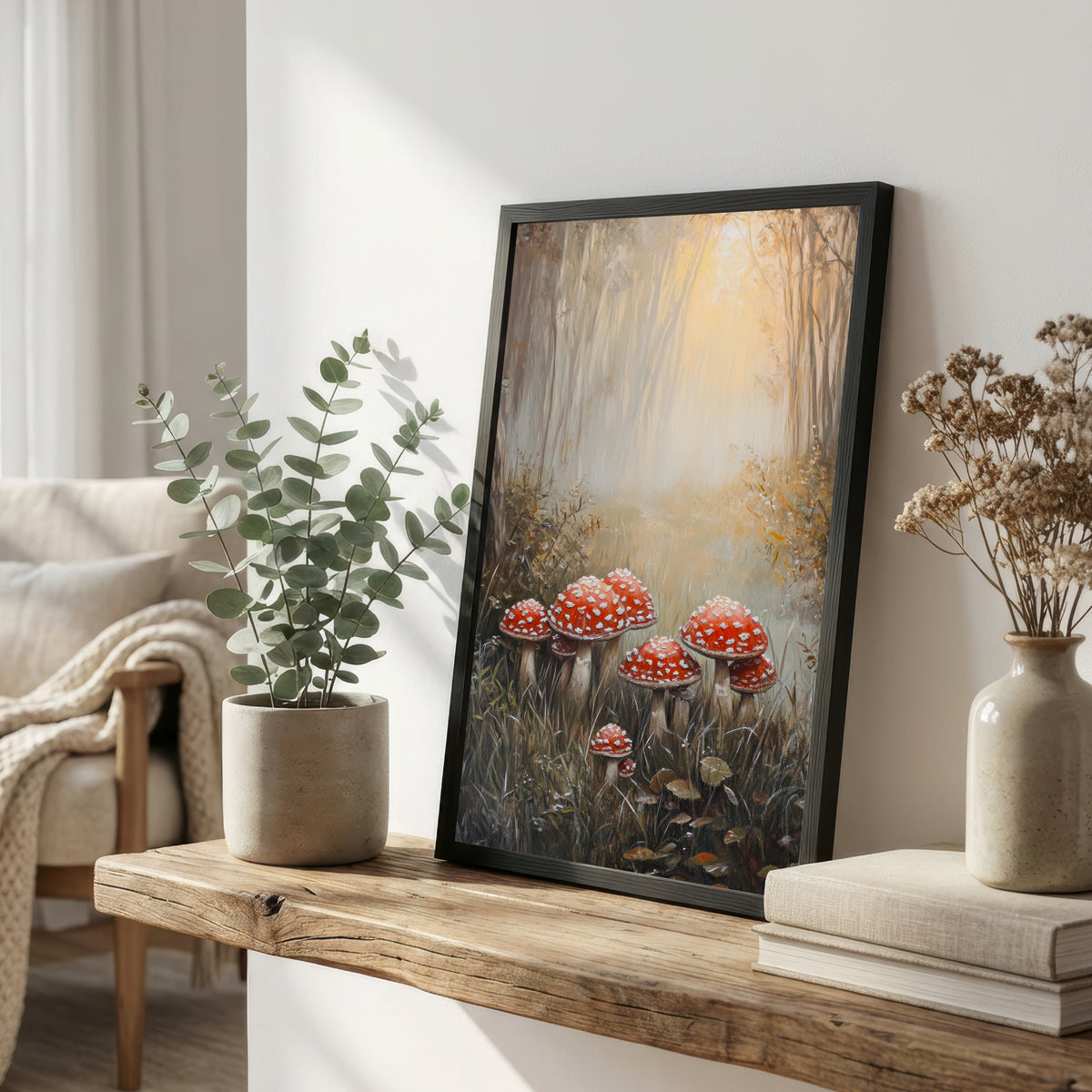 Red Toadstool Forest Art Print