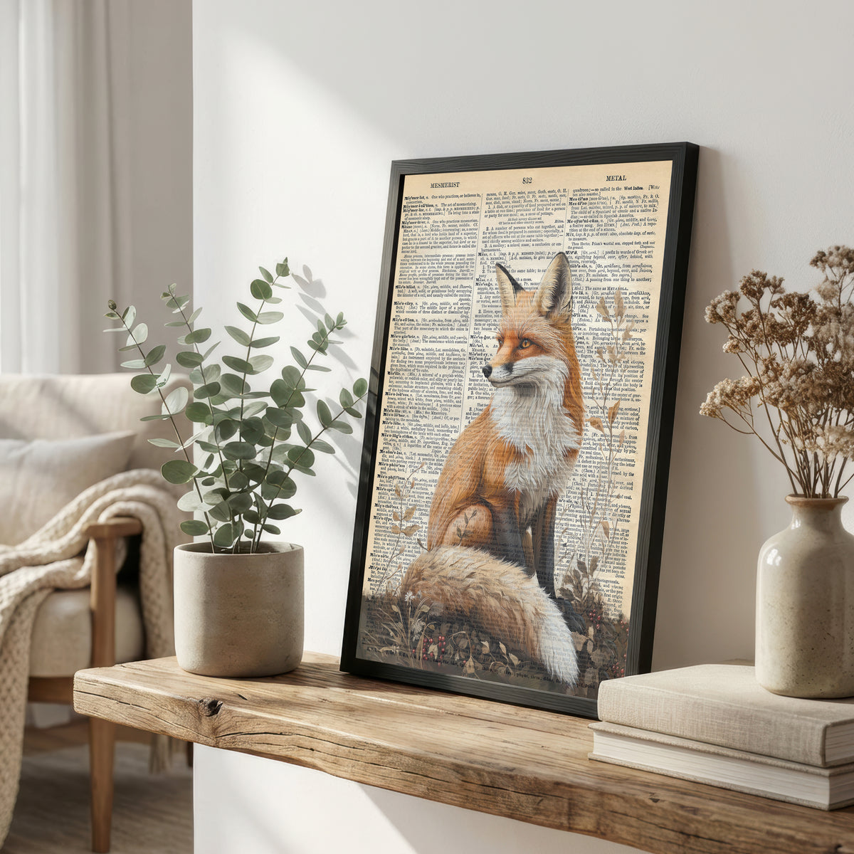 Vintage Fox Dictionary Art Print