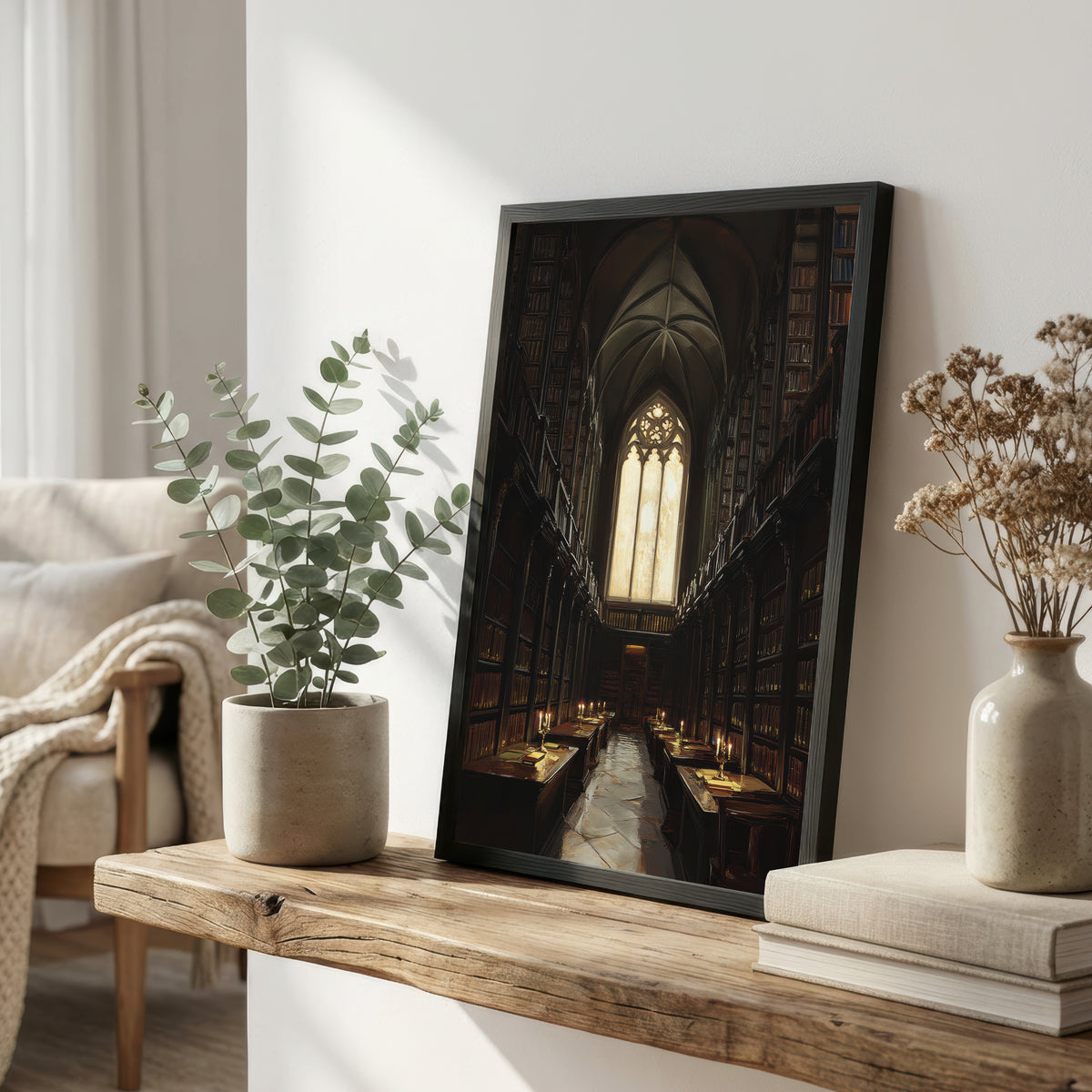 Gothic Library Dark Academia Art Print