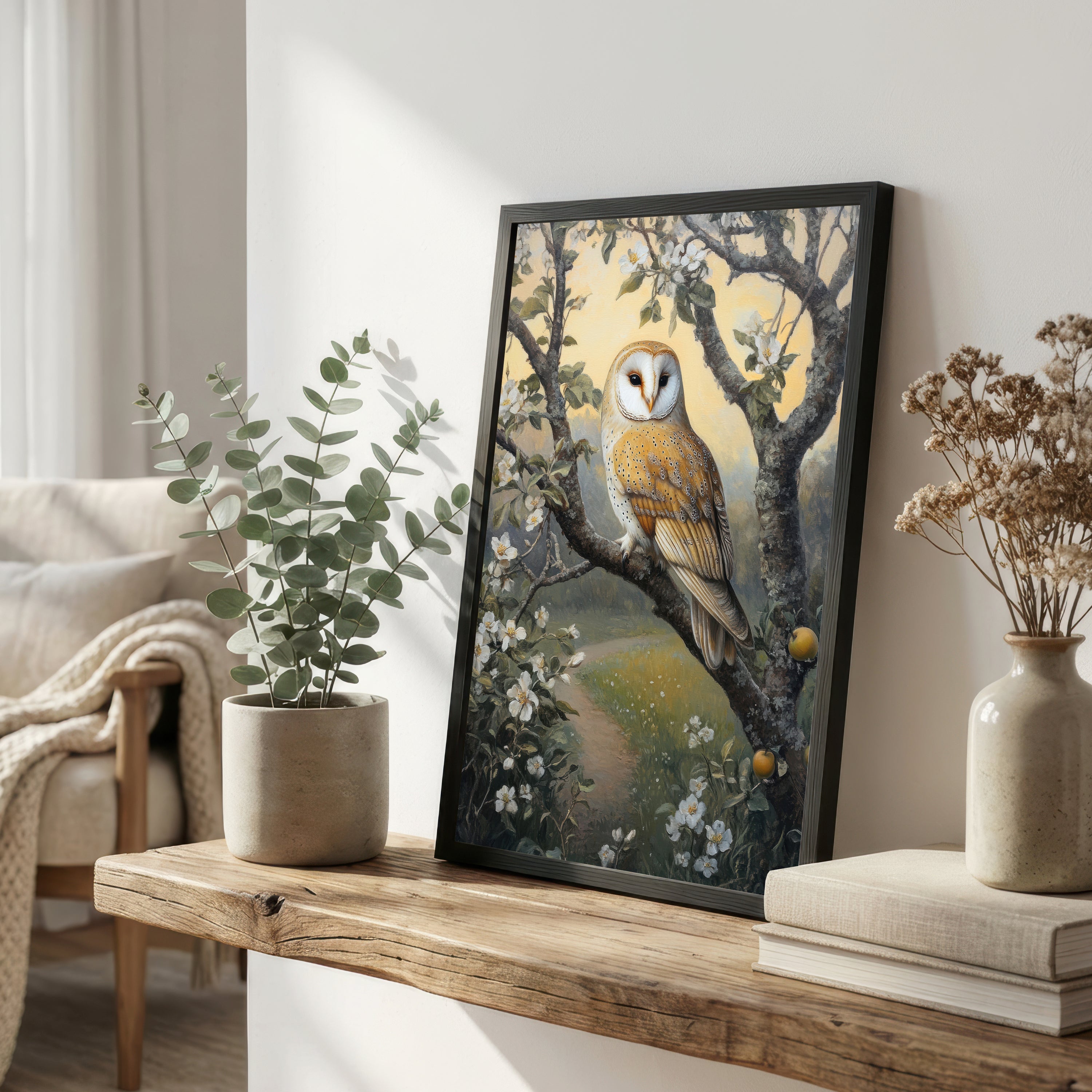 Barn Owl Blossom Art Print