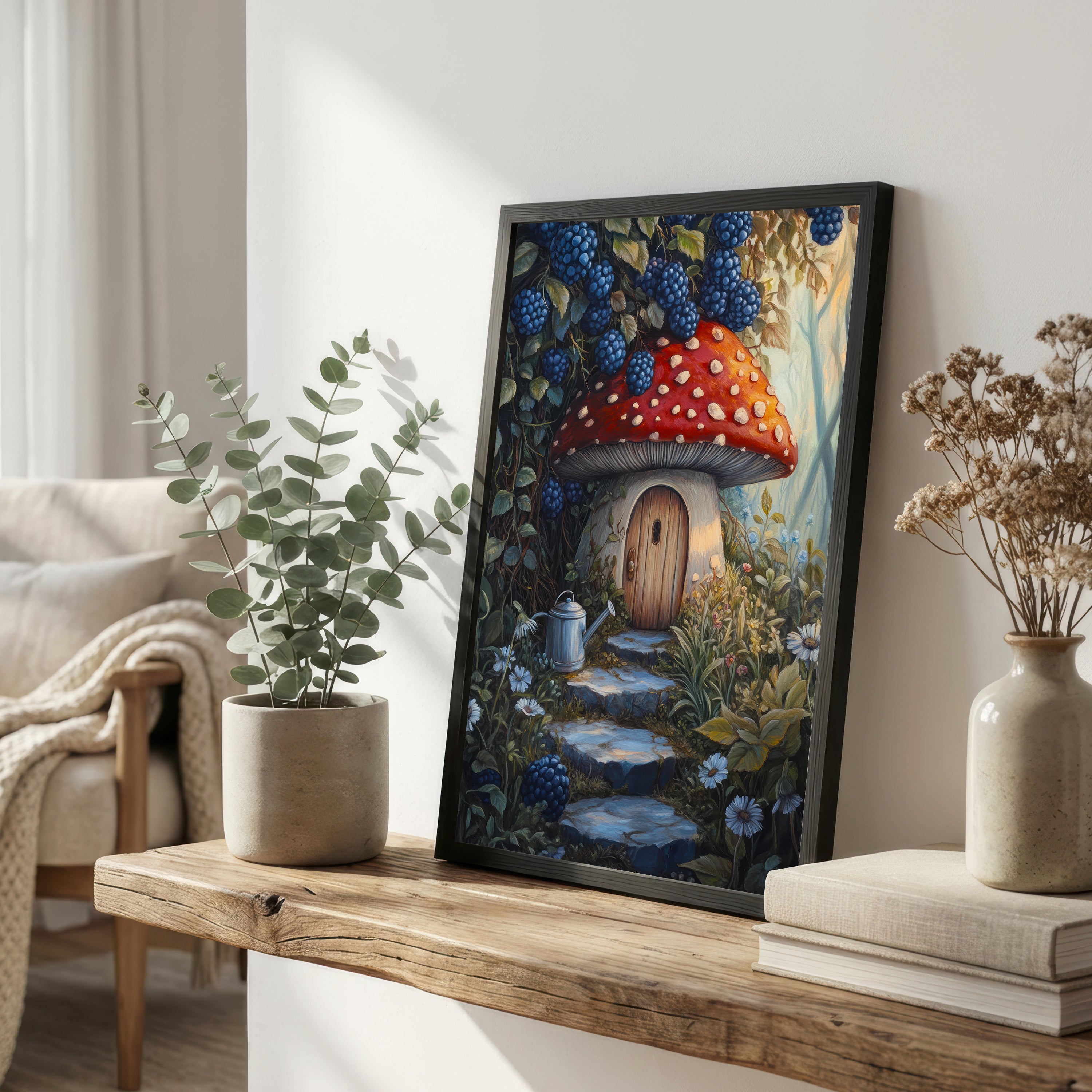 Enchanted Mushroom Cottage Art Print