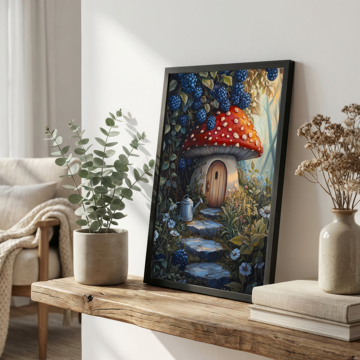 Enchanted Mushroom Cottage Art Print