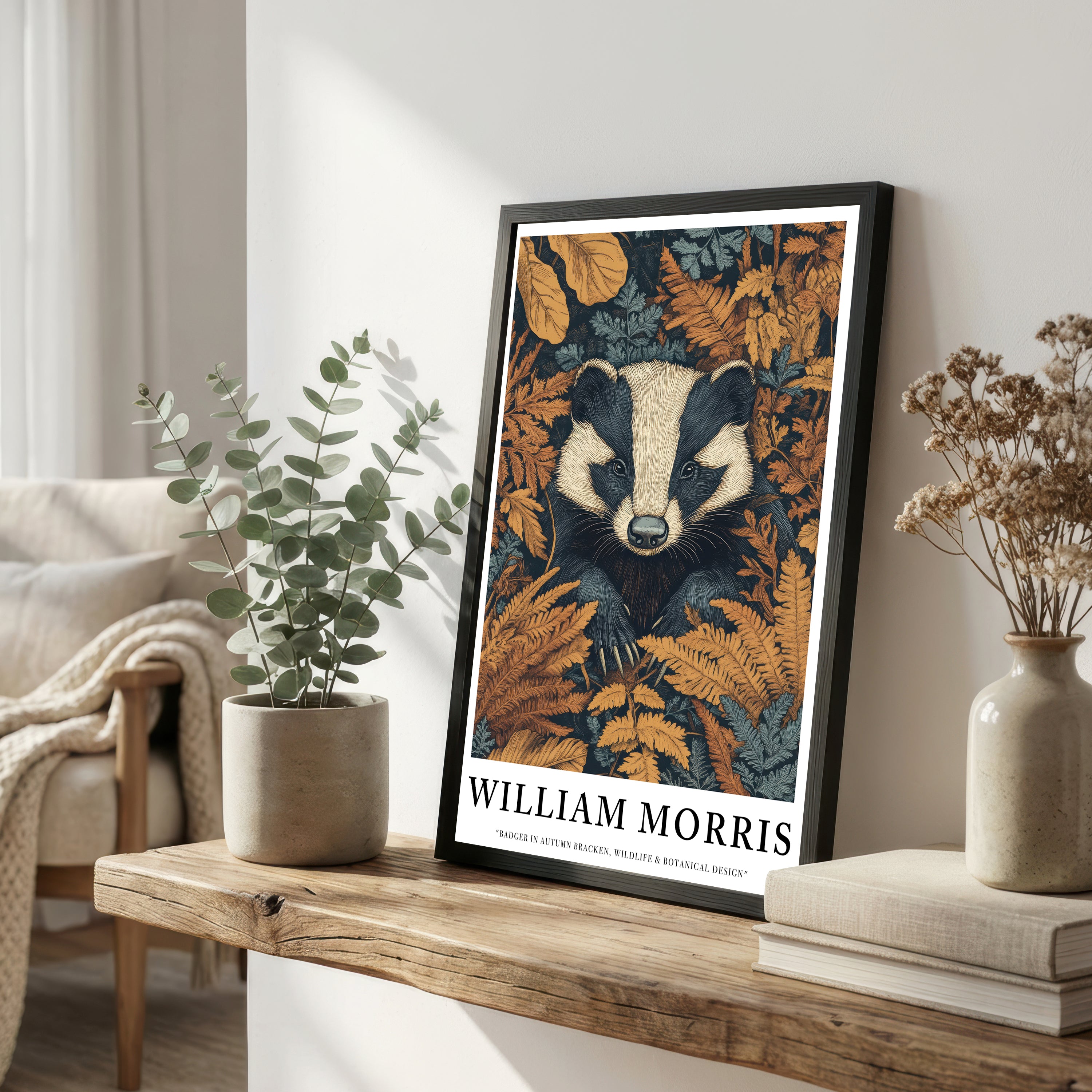 William Morris Inspired Badger Art Print