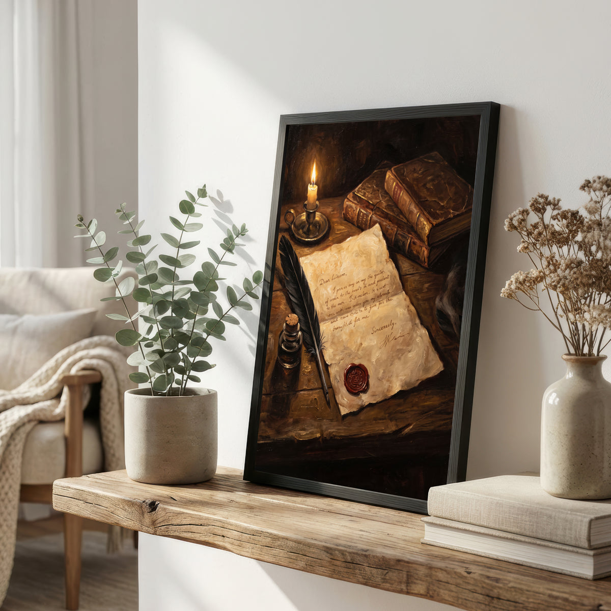 Dark Academia Letter Writing Art Print