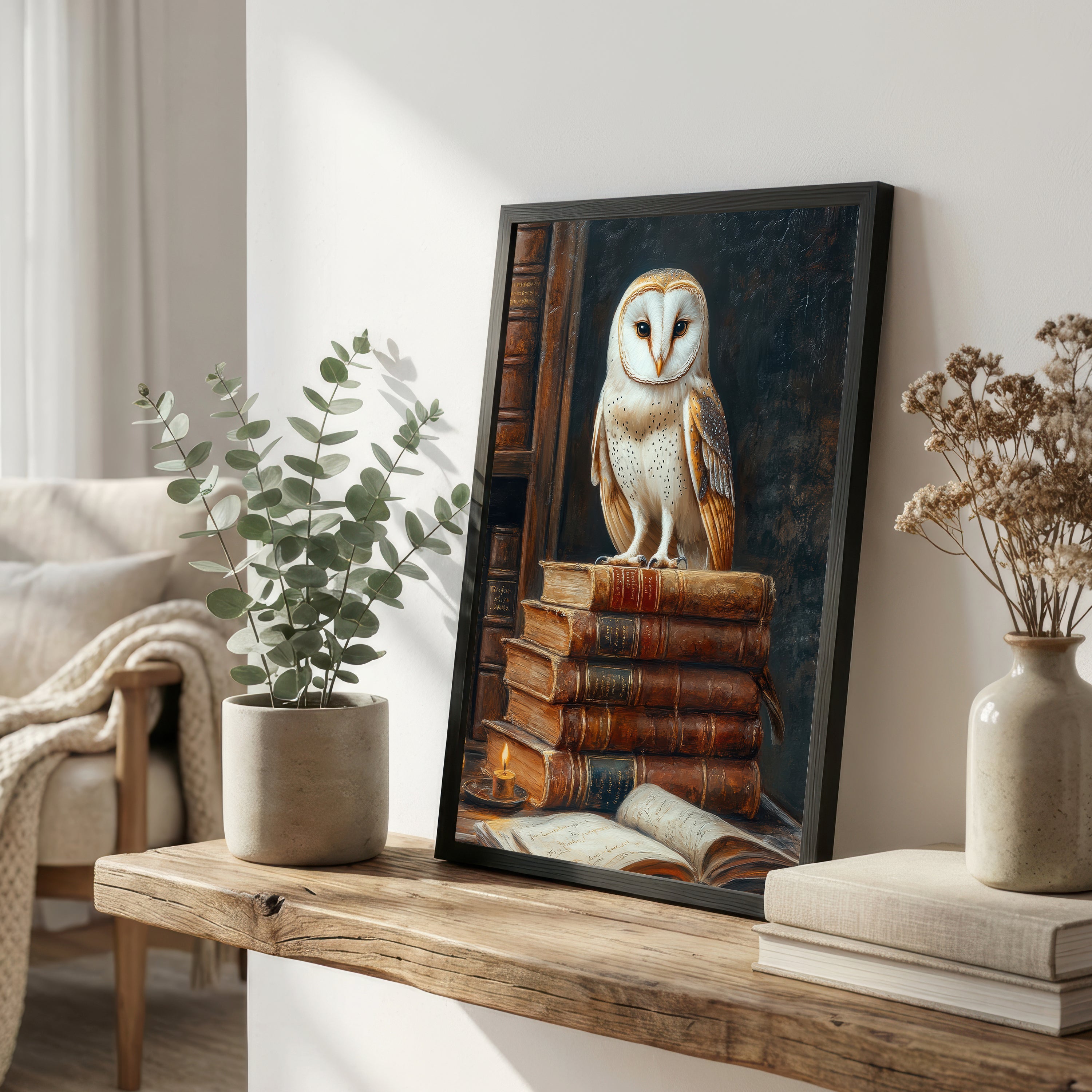 Barn Owl Dark Academia Art Print