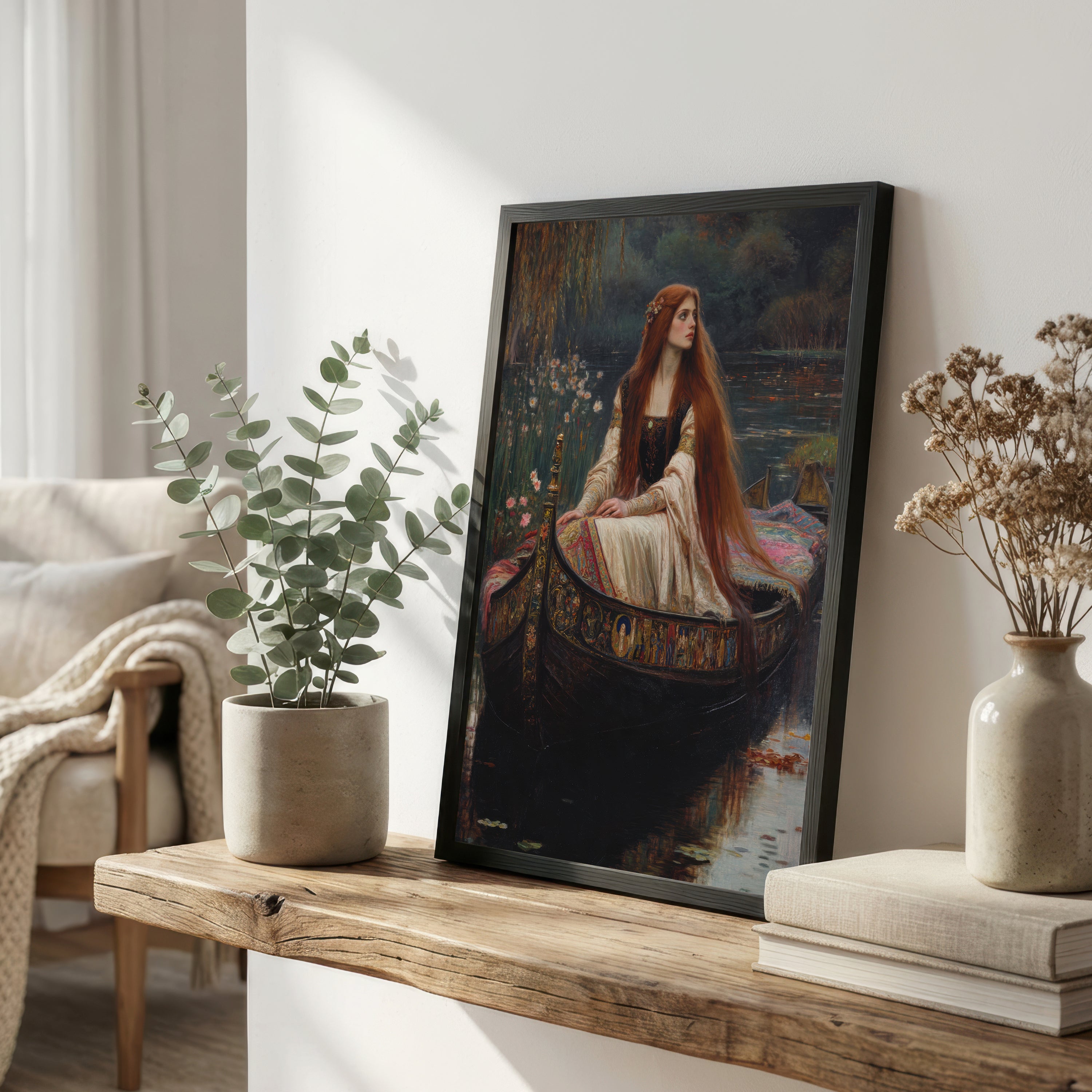 Pre-Raphaelite Woman in Boat Art Print