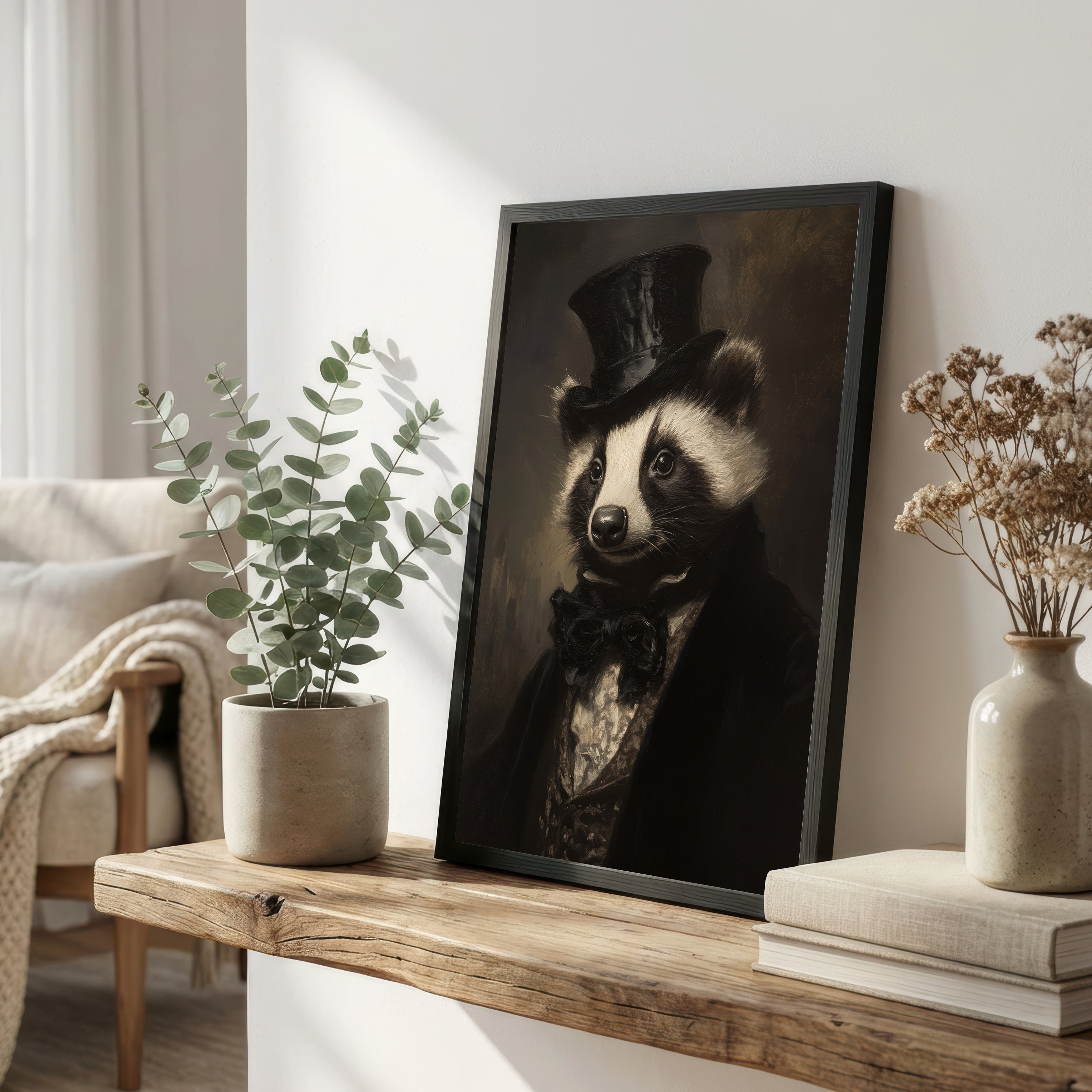 Victorian Raccoon Portrait Art Print