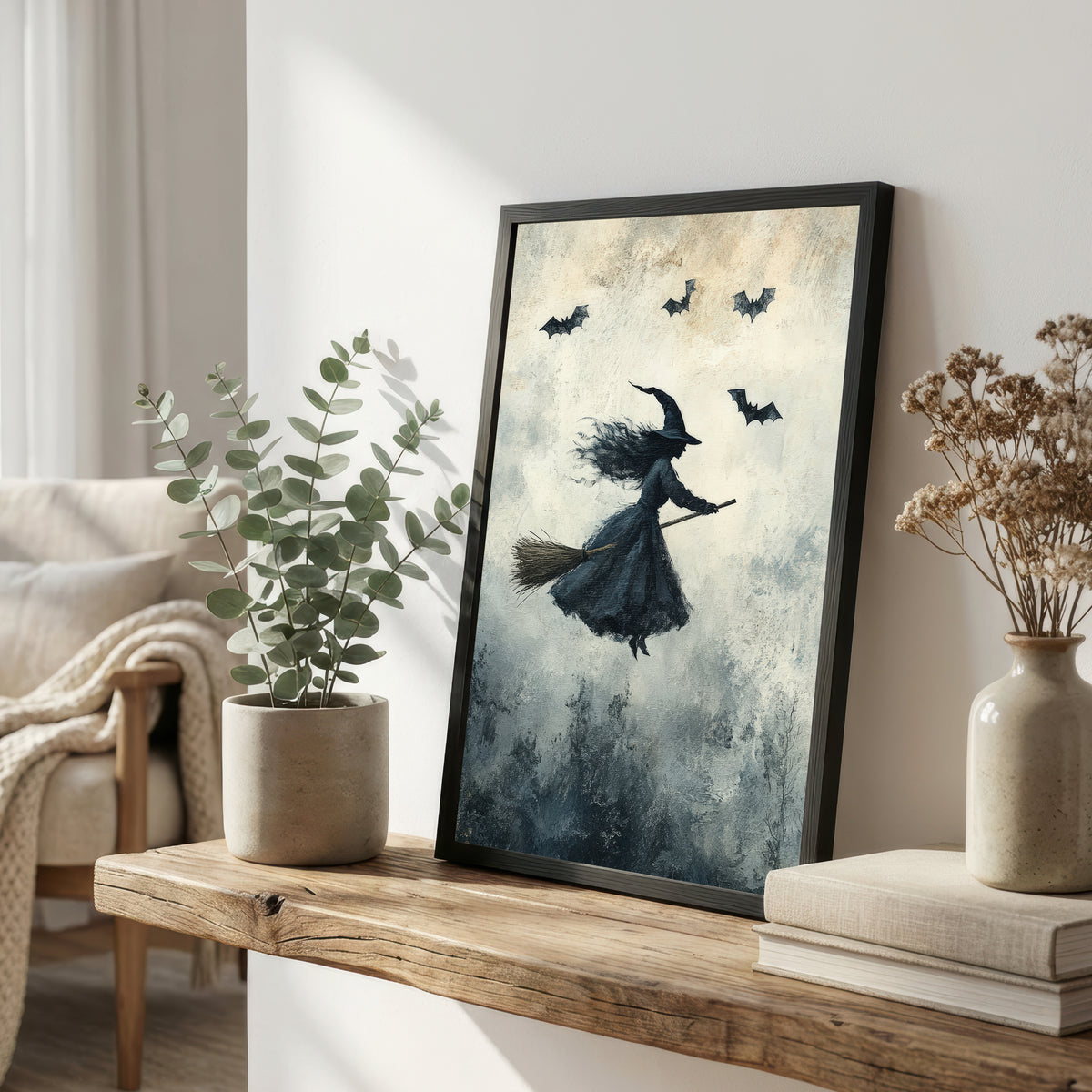 Flying Witch Vintage Art Print