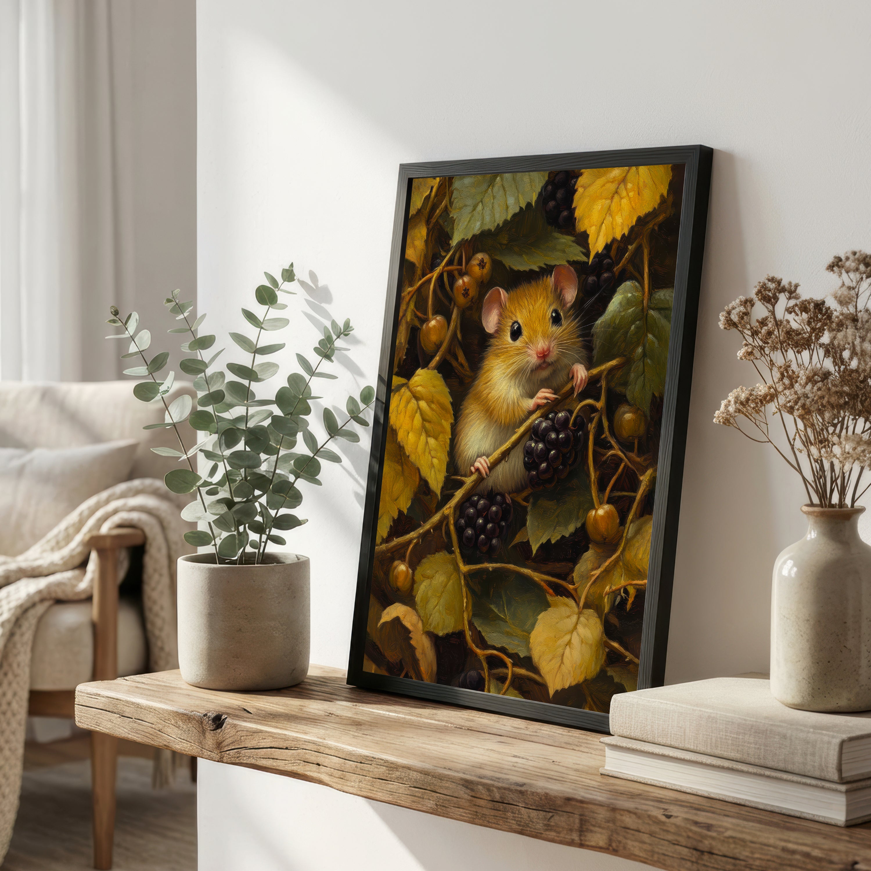 Mouse Among Grapevines Art Print