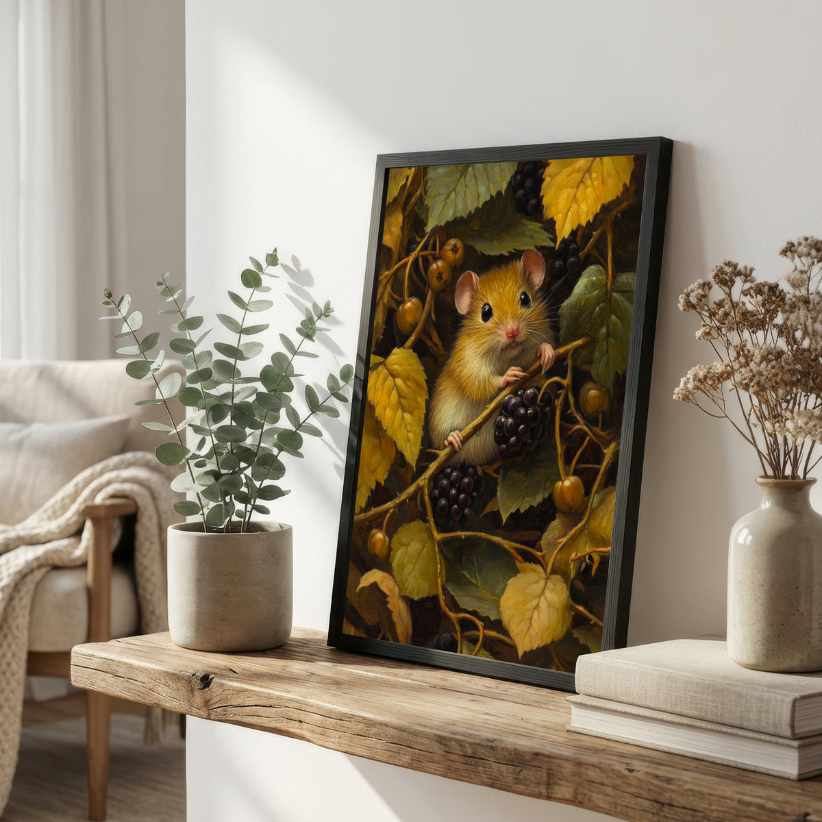 Mouse Among Grapevines Art Print