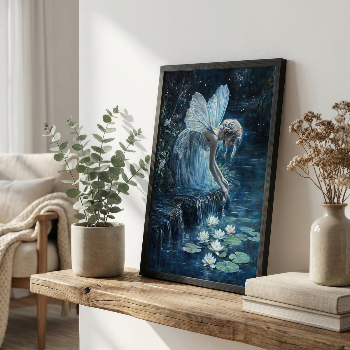 Starlit Waterfall Fairy Art Print
