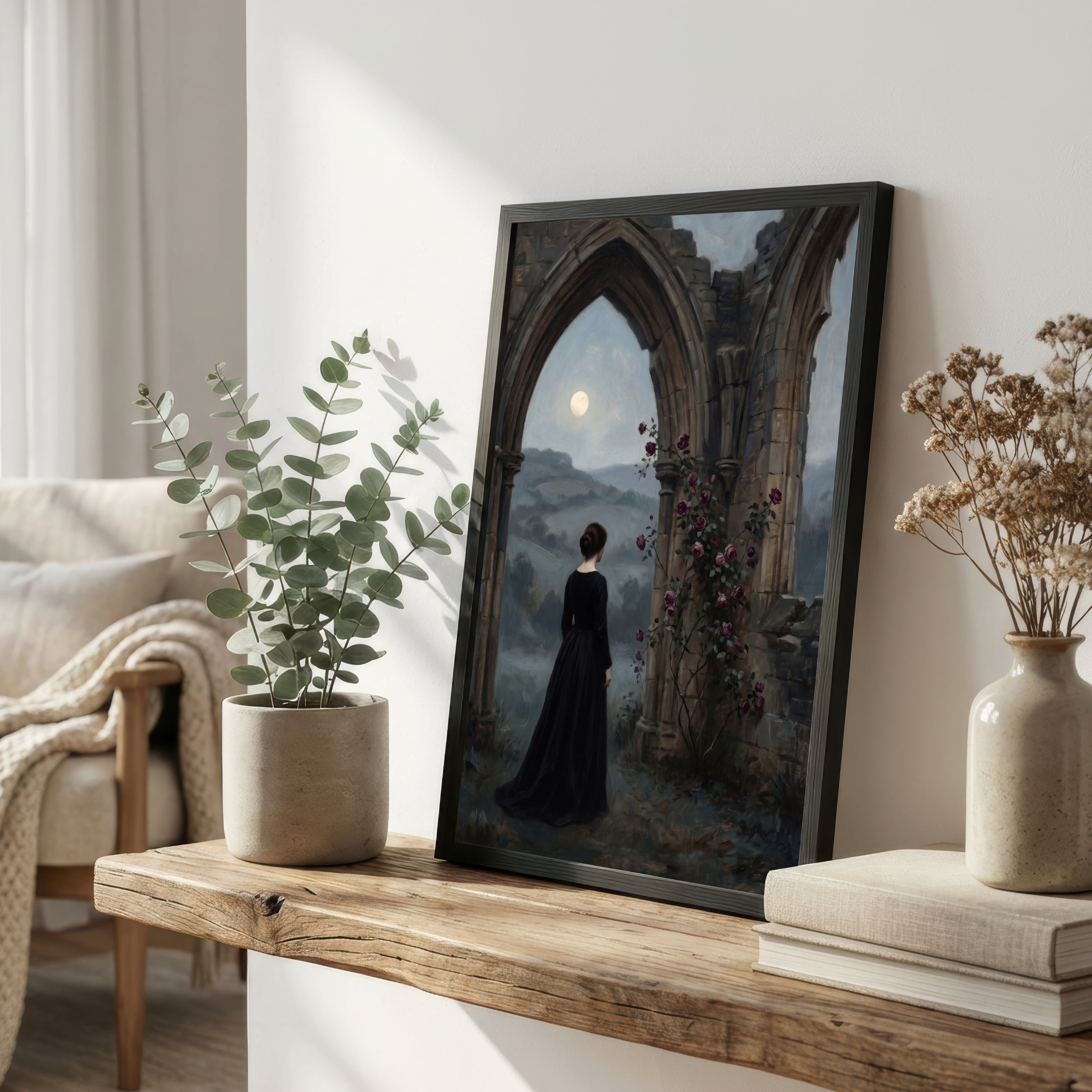 Woman Beneath Gothic Arch Art Print