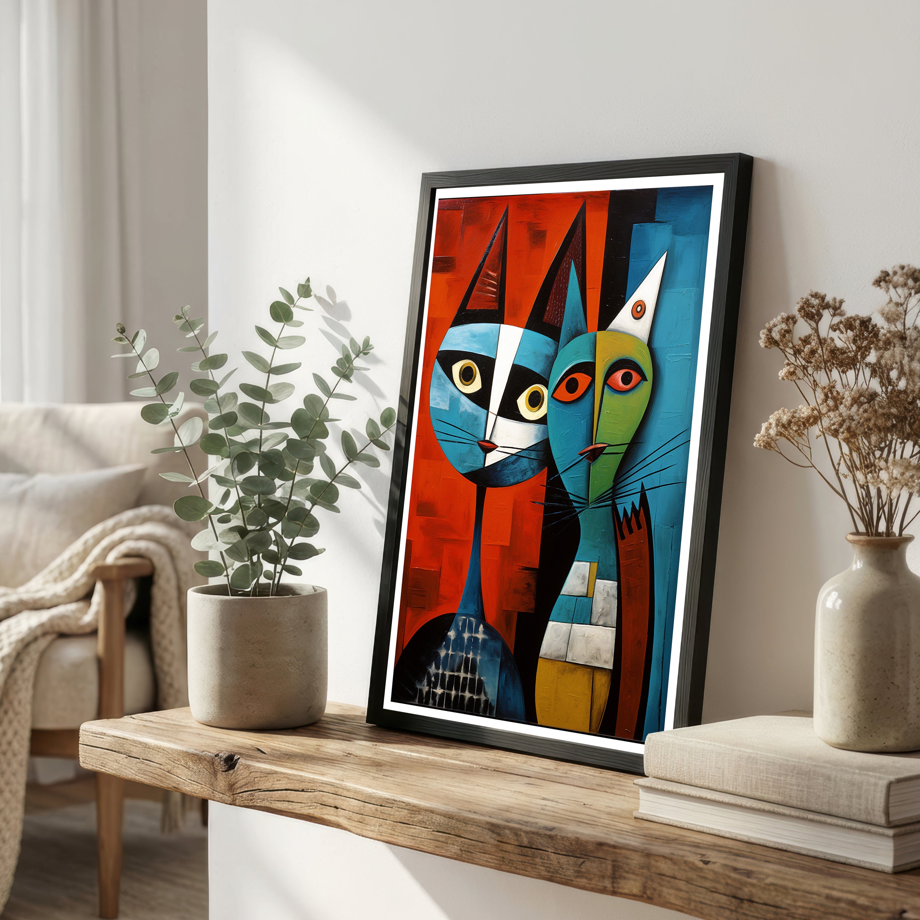 Cubist Cats Art Print