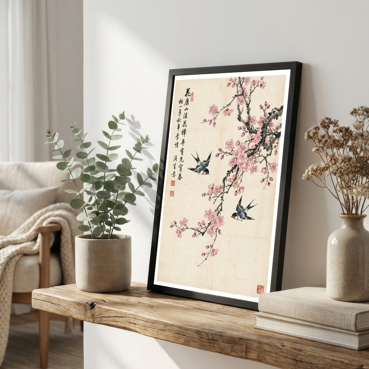 Swallows and Plum Blossom Art Print