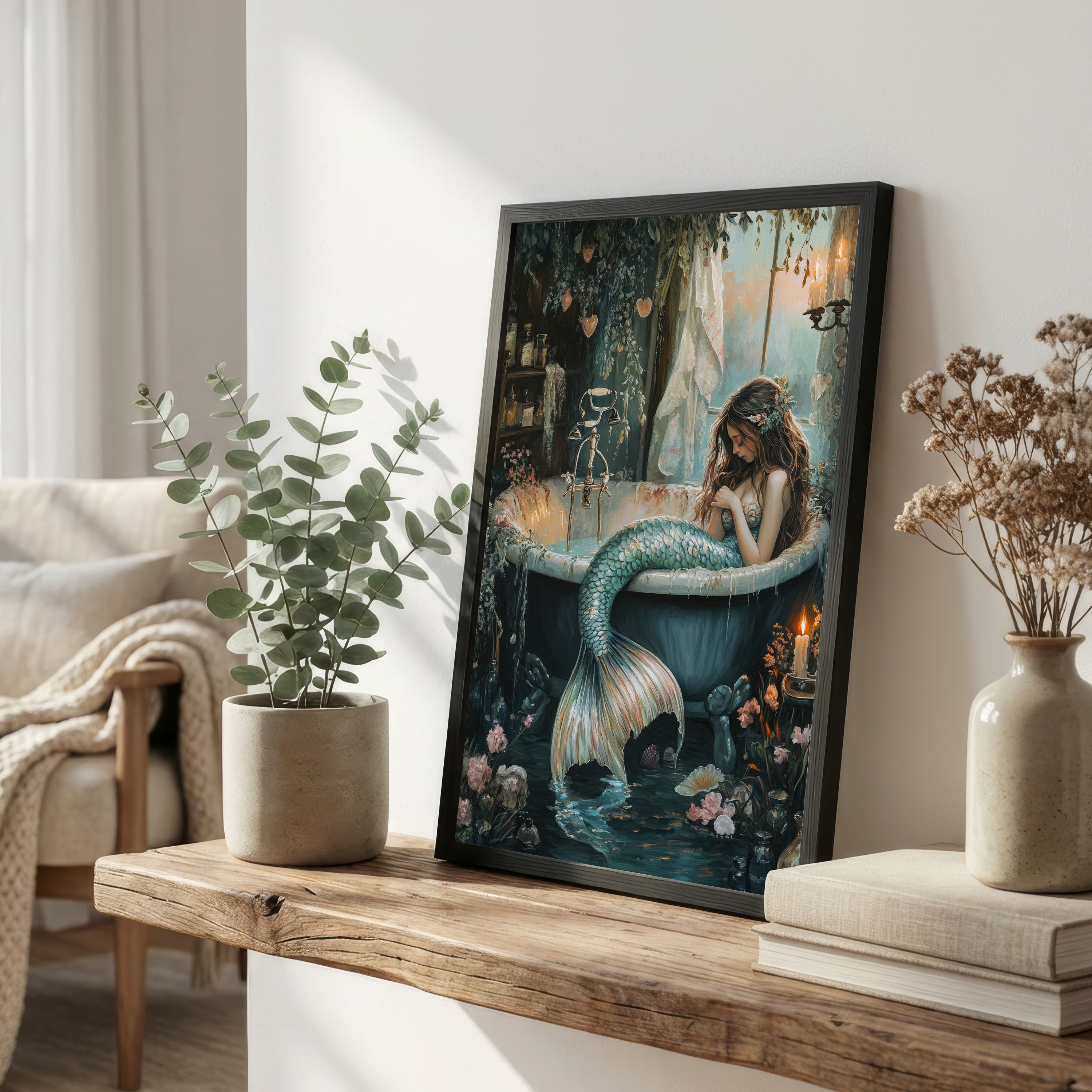 Mermaid in Antique Bath Art Print