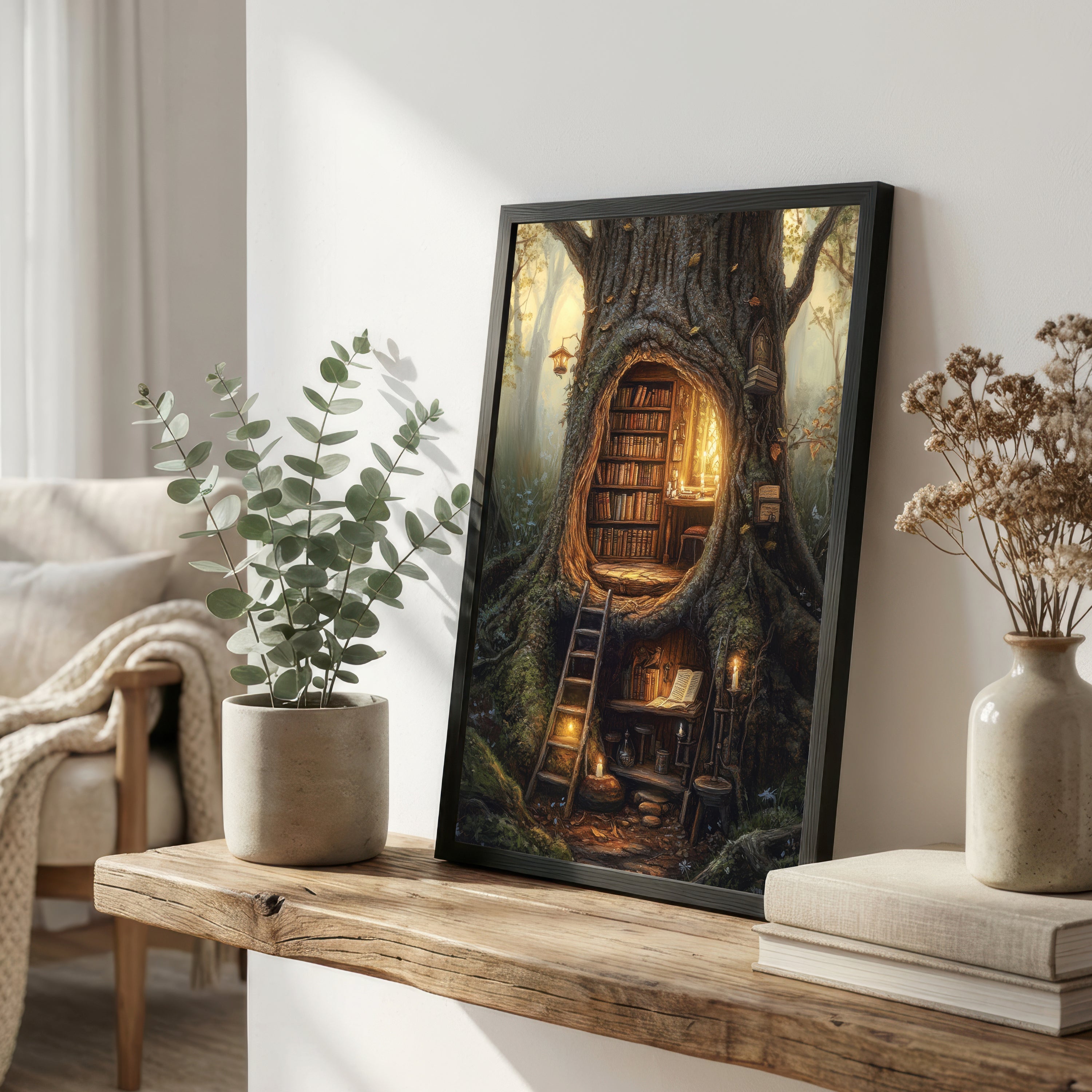 Enchanted Tree Library Art Print