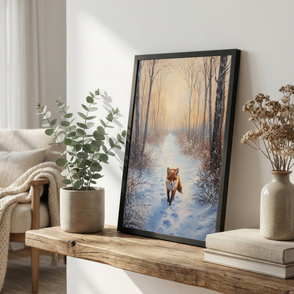 Fox in Snowy Forest Art Print
