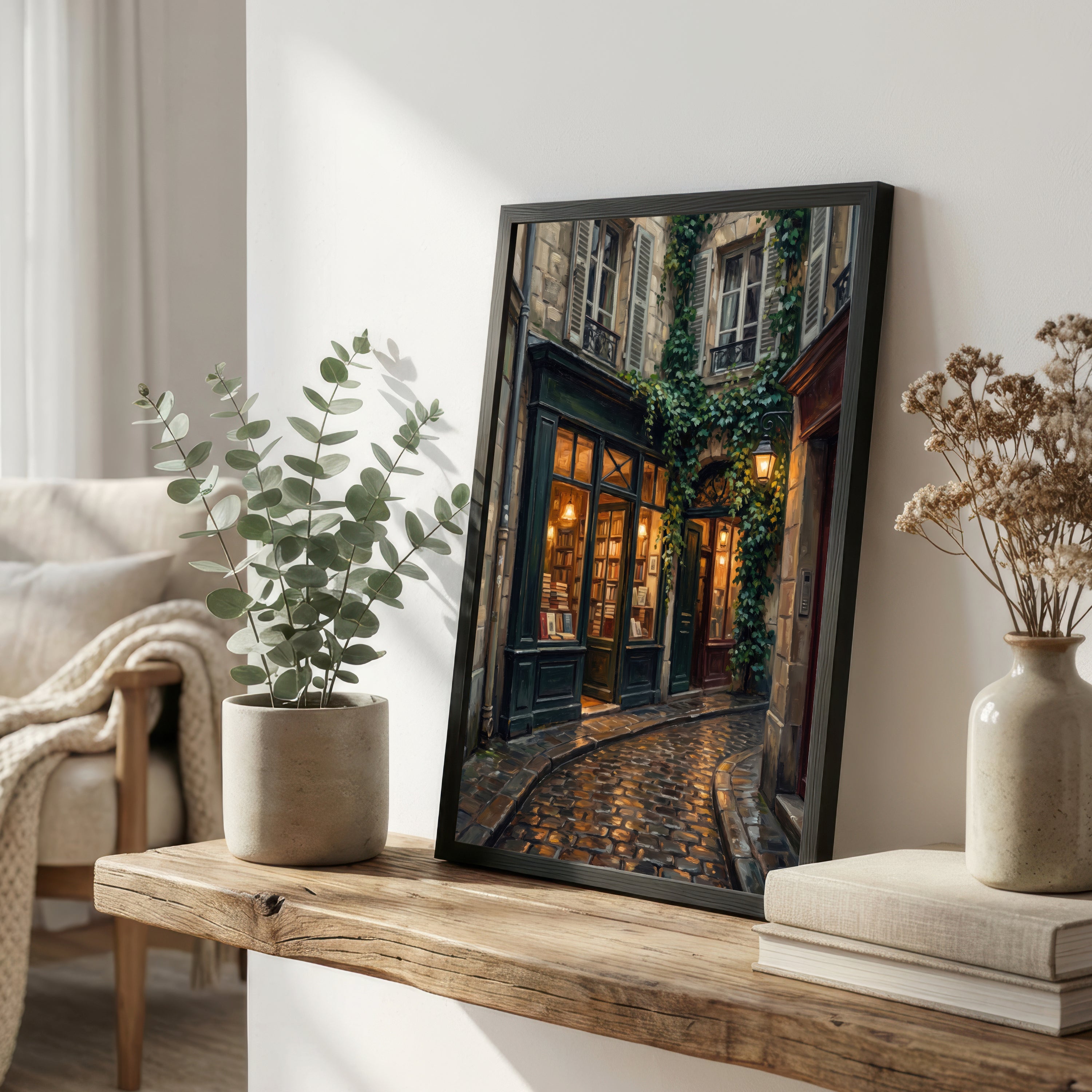 Ivy-Covered Bookshop Alley Art Print