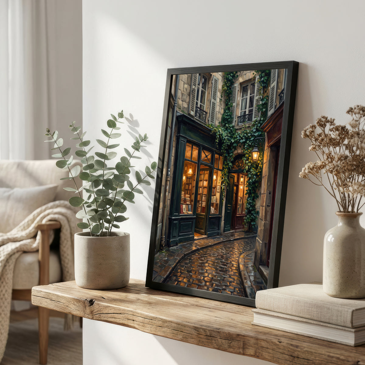 Ivy-Covered Bookshop Alley Art Print