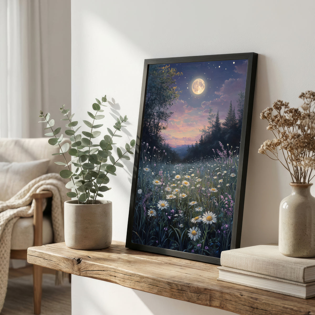 Moonlit Wildflower Meadow Art Print