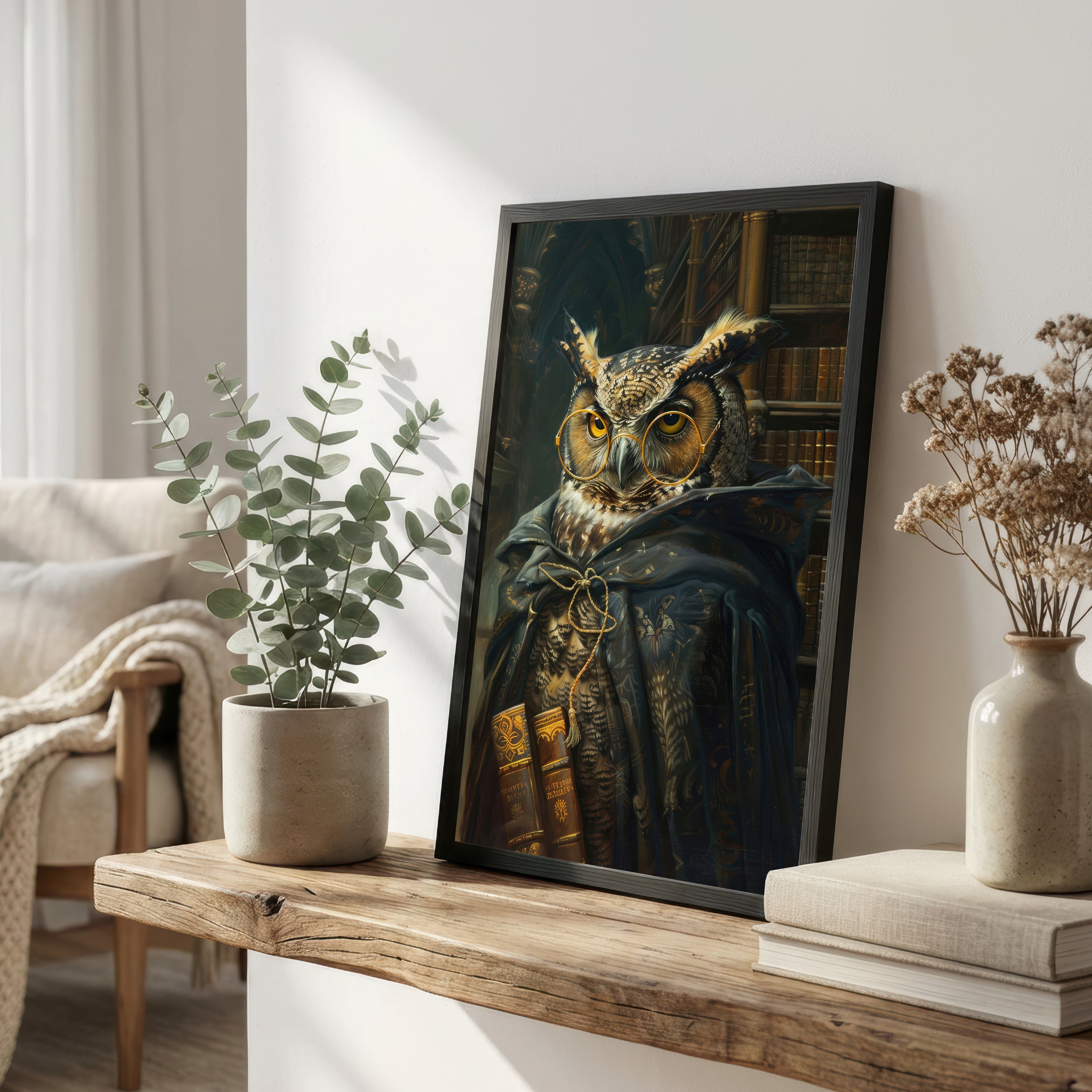 Wizard Owl Dark Academia Art Print