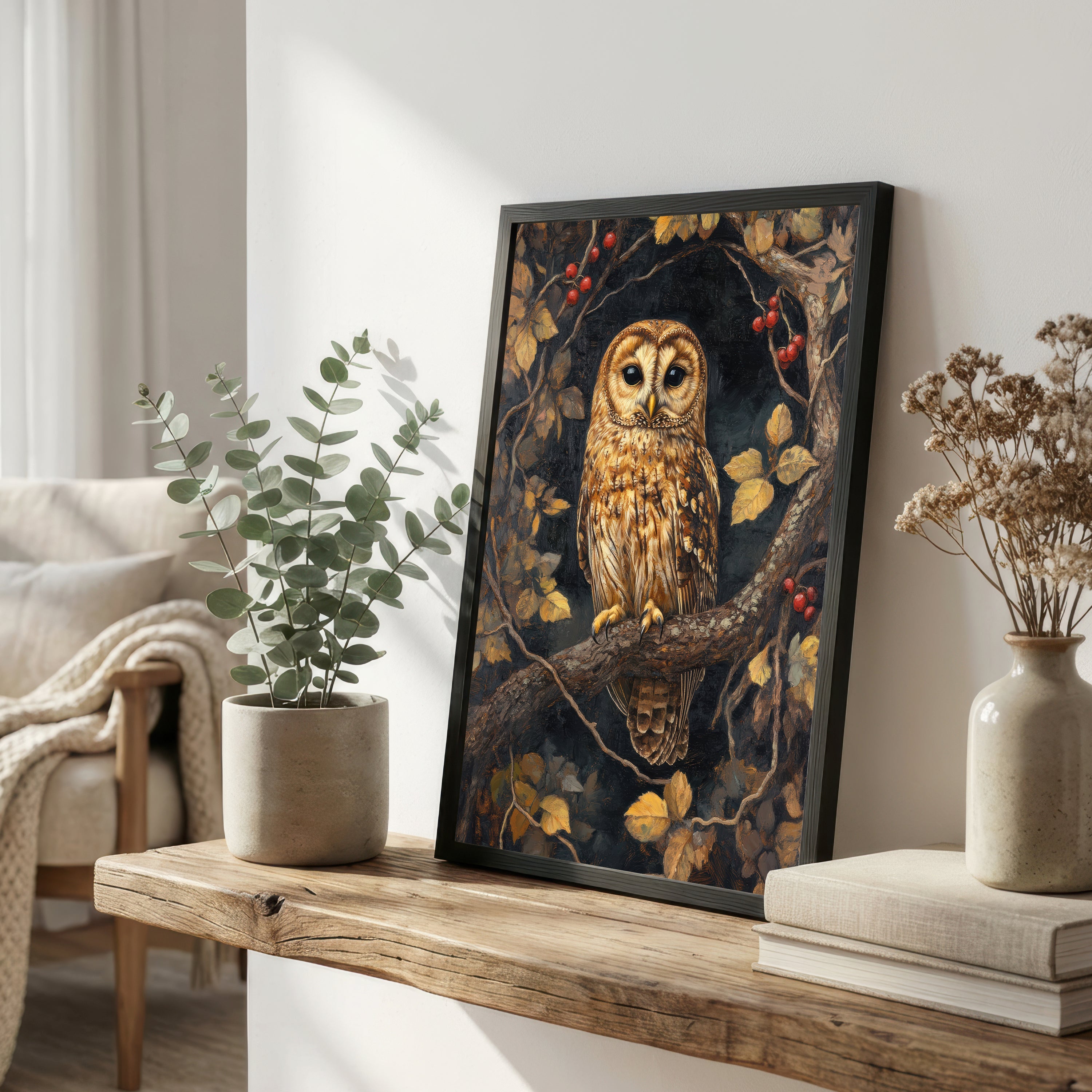 Woodland Owl Painterly Art Print