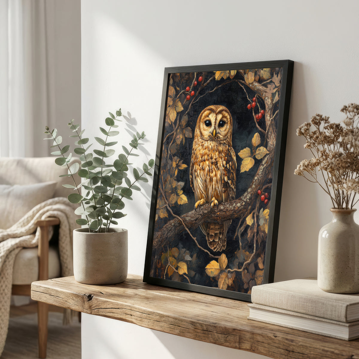 Woodland Owl Painterly Art Print