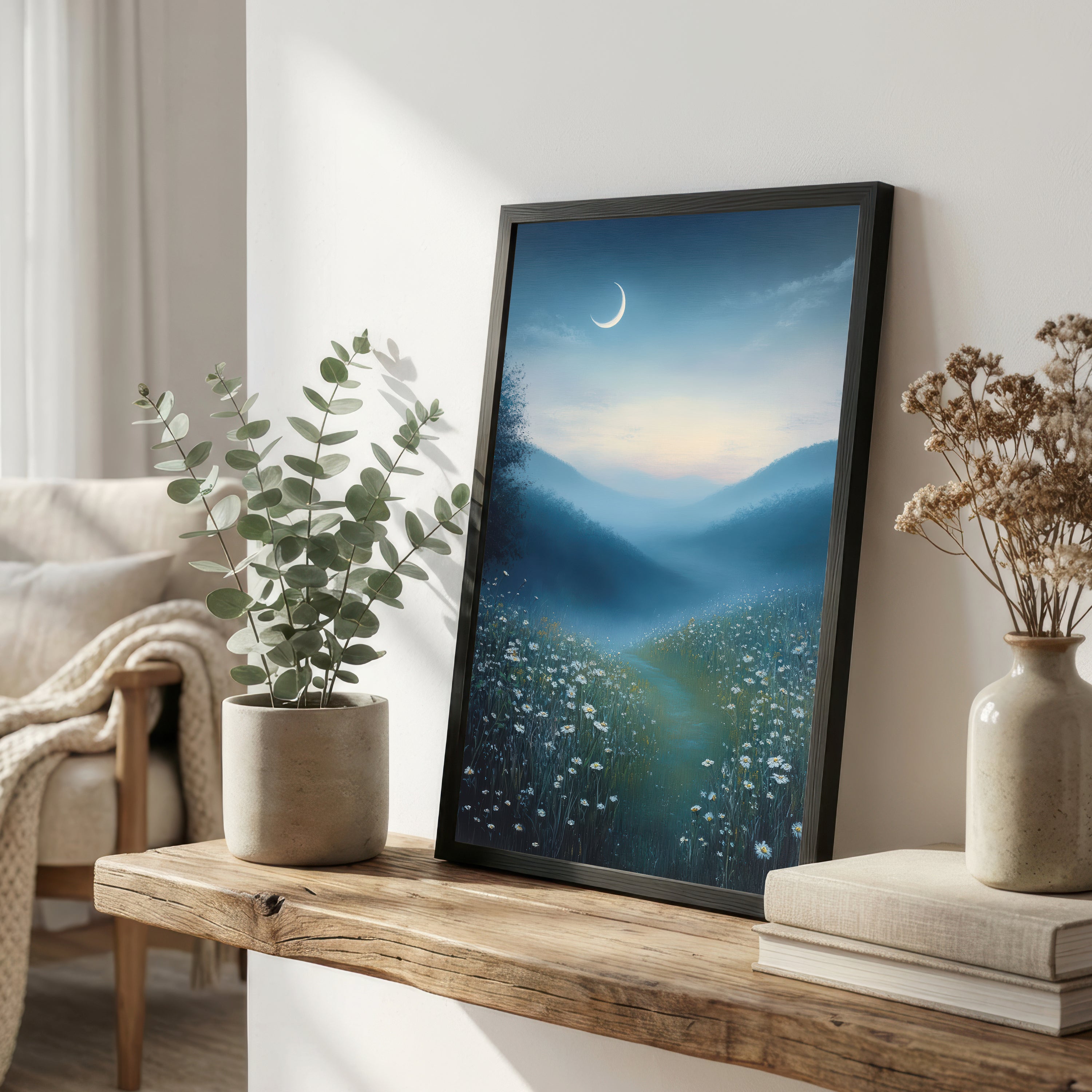 Moonlit Wildflower Meadow Art Print