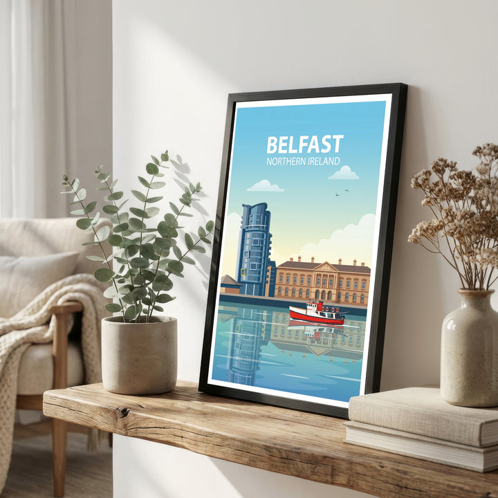 Belfast Northern Ireland Travel Poster Print: UK City Landscape Wall Art