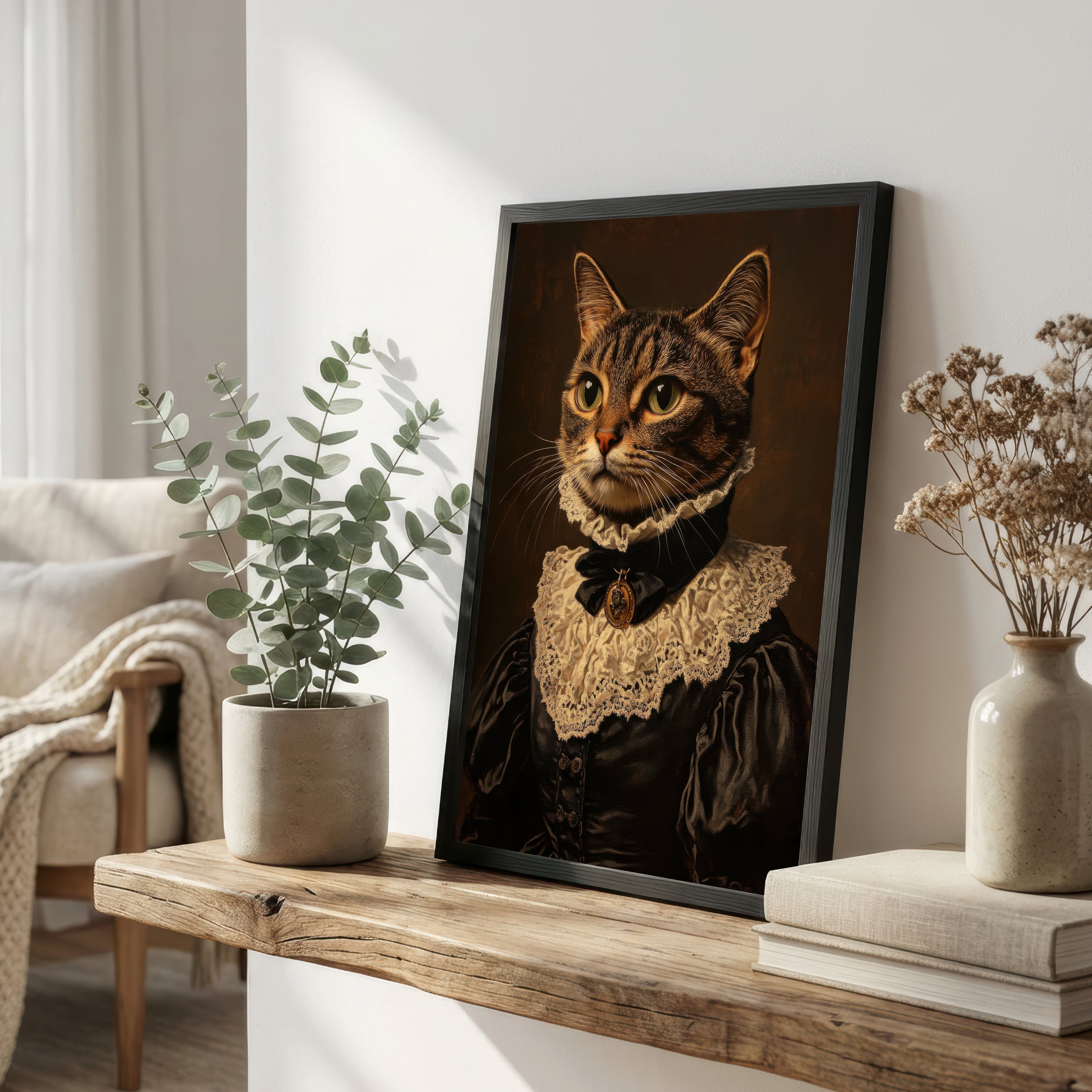 Lace Collar Cat Portrait Art Print