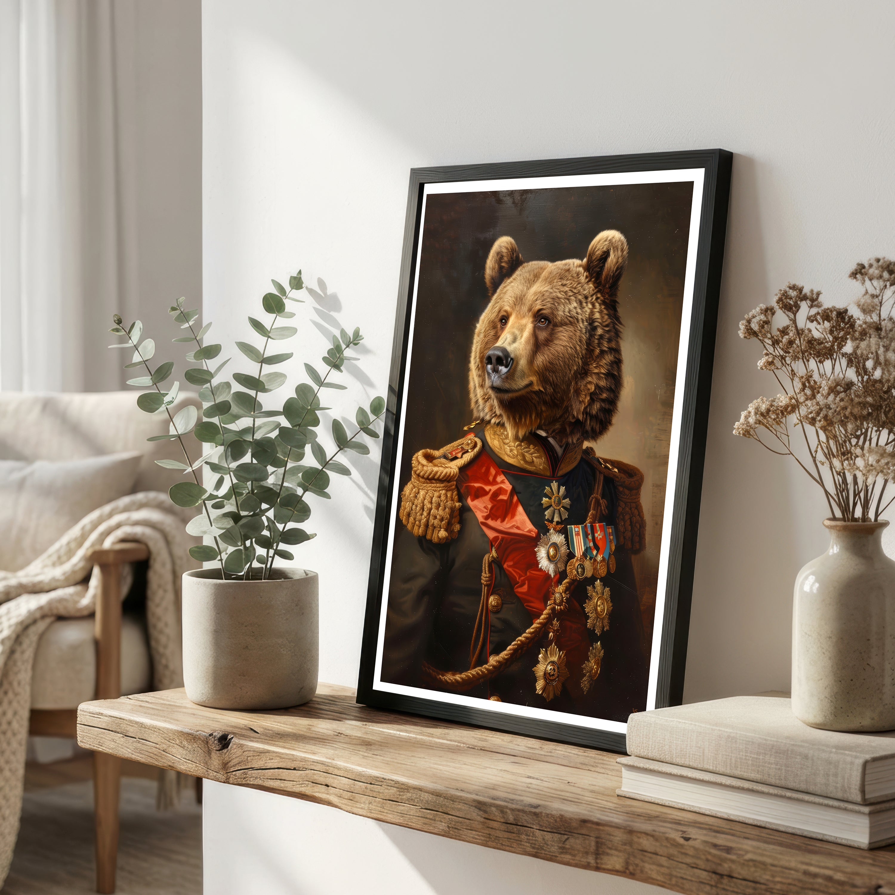 Brown Bear Military Portrait Art Print