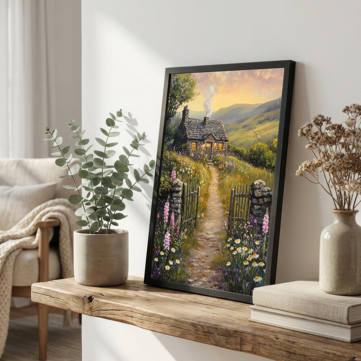Mountain Cottage Wildflower Art Print