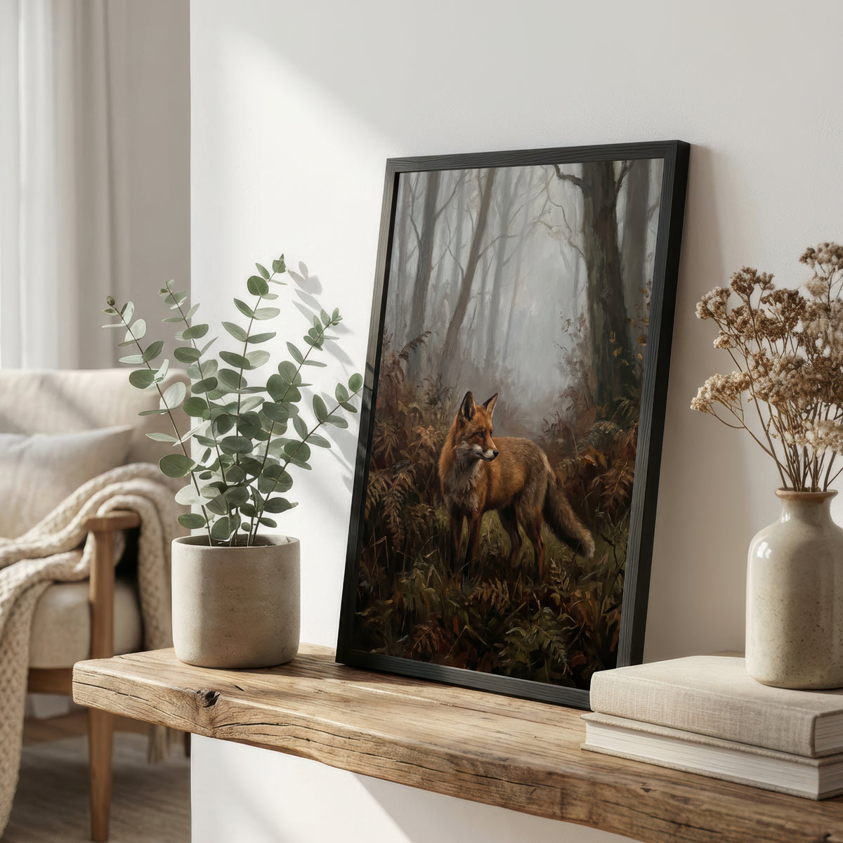 Misty Woodland Fox Art Print